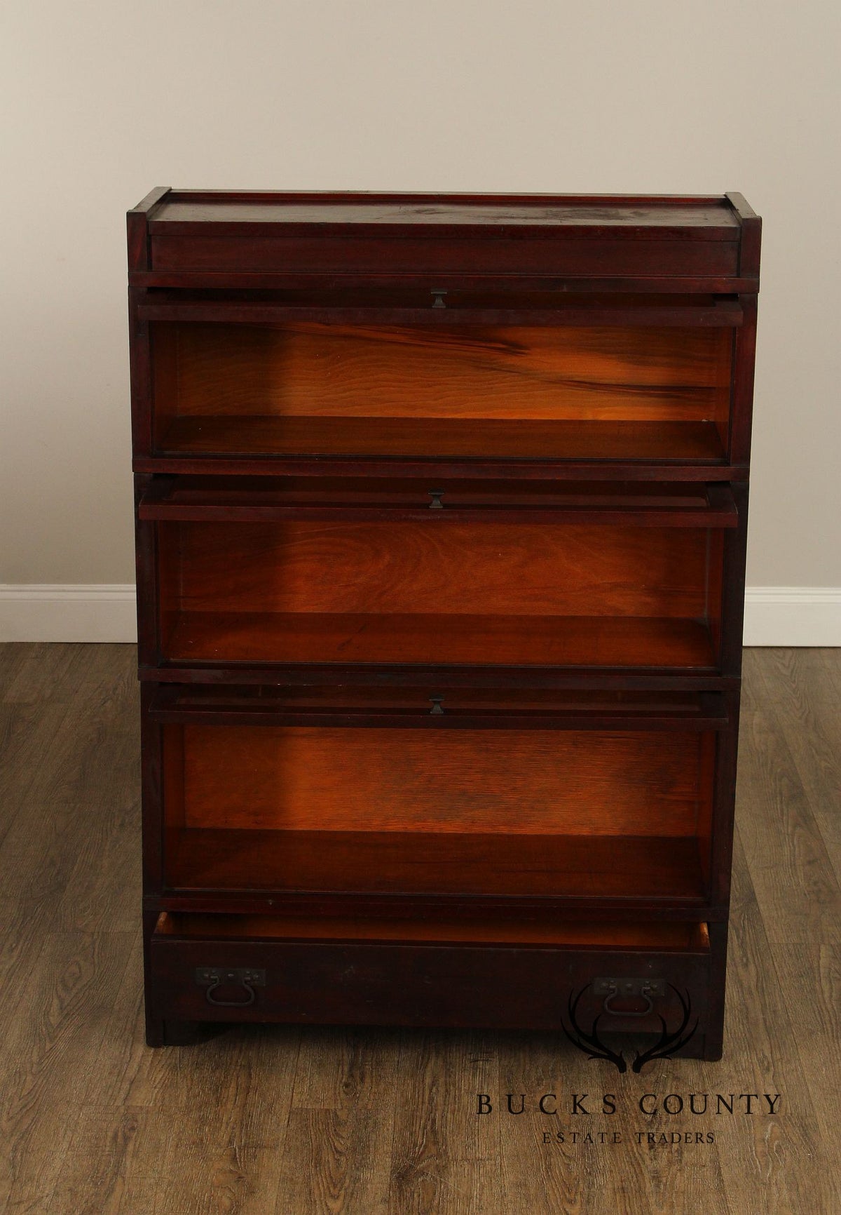 Vintage Mahogany Three-Stack Barrister Bookcase