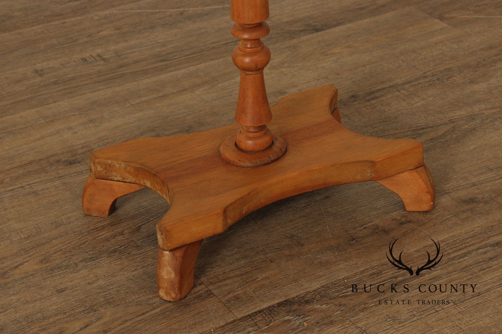 Antique English Pine Oval Top Candlestand