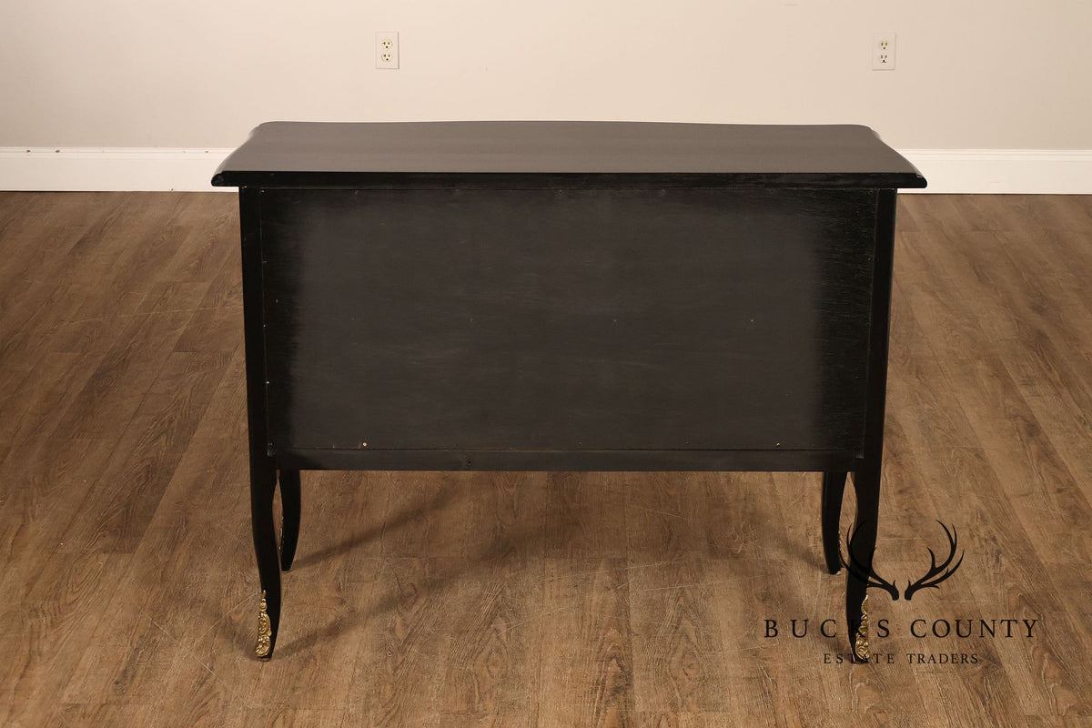 French Louis XV Style Black Lacquer Commode