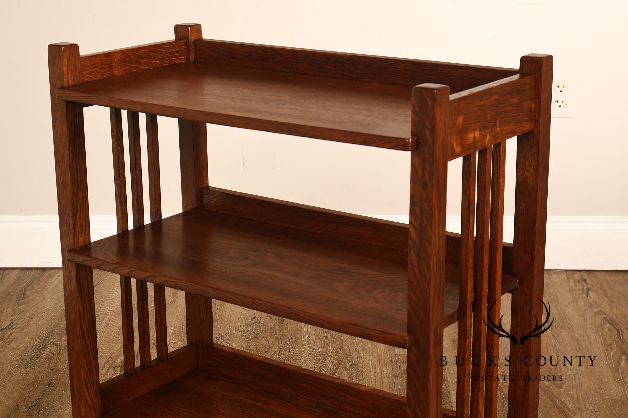 Antique Stickley Brothers Mission Oak Magazine Stand Bookcase