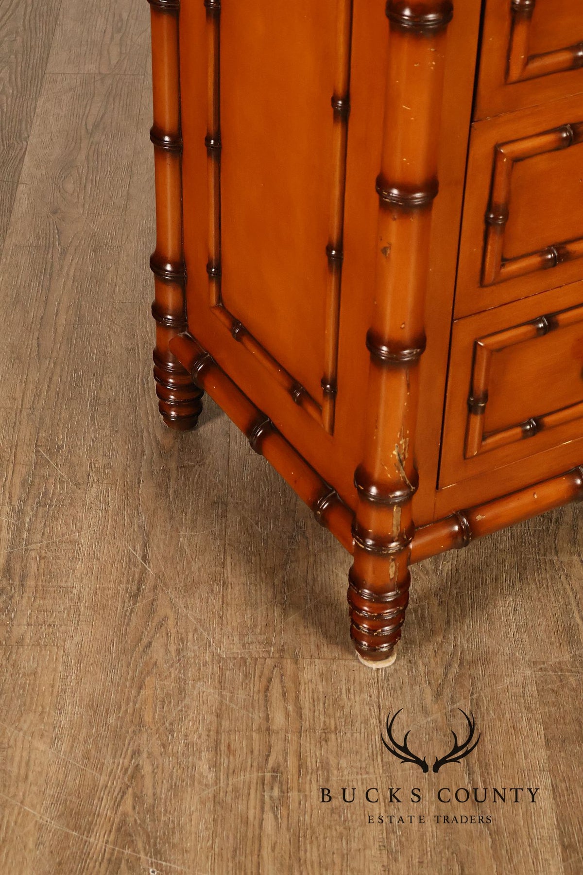 Williams Sonoma Marble Top Faux Bamboo Chest of Drawers