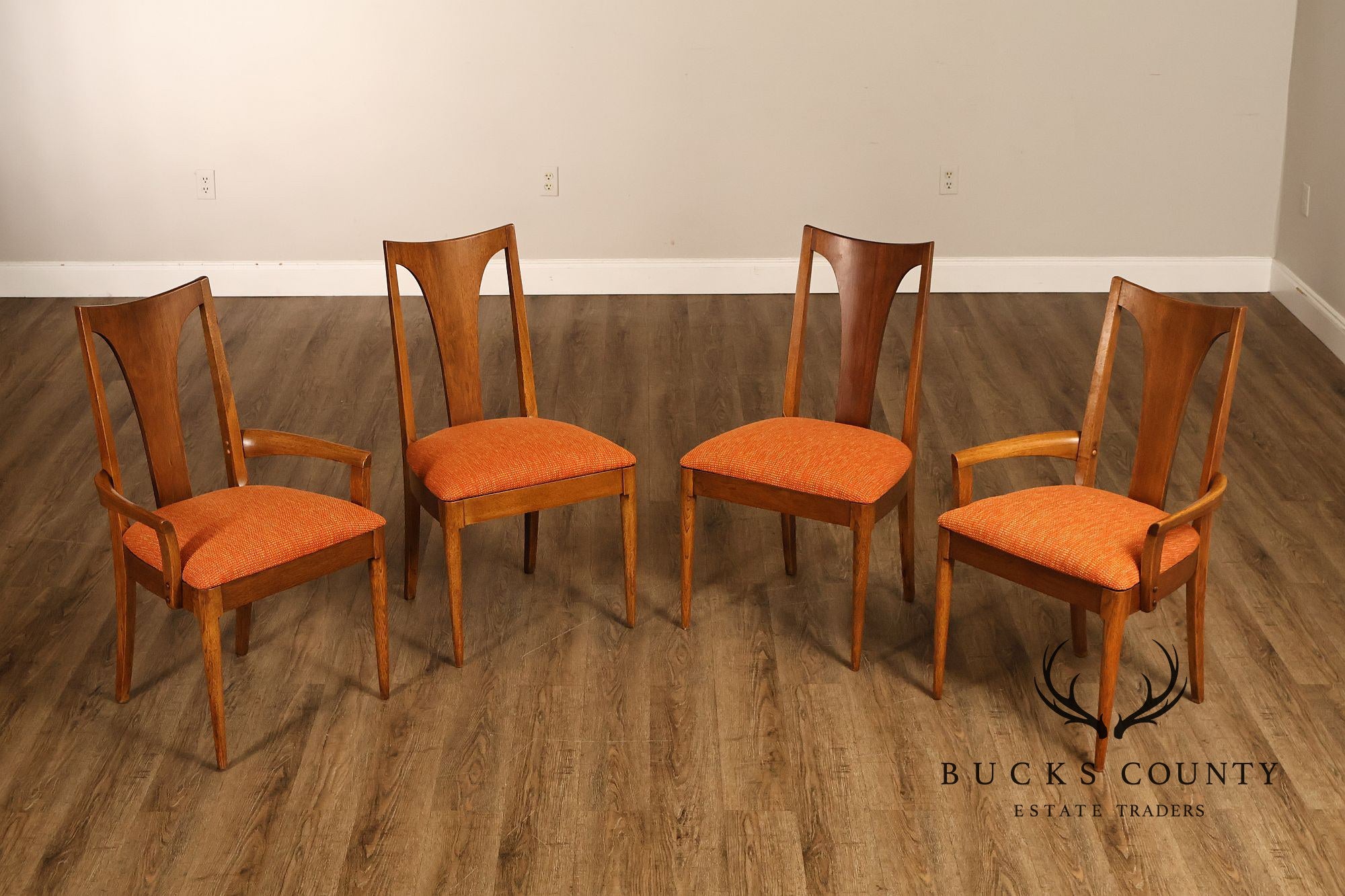 Broyhill 'Brasilia' Mid Century Modern Set of Four Walnut Dining Chairs