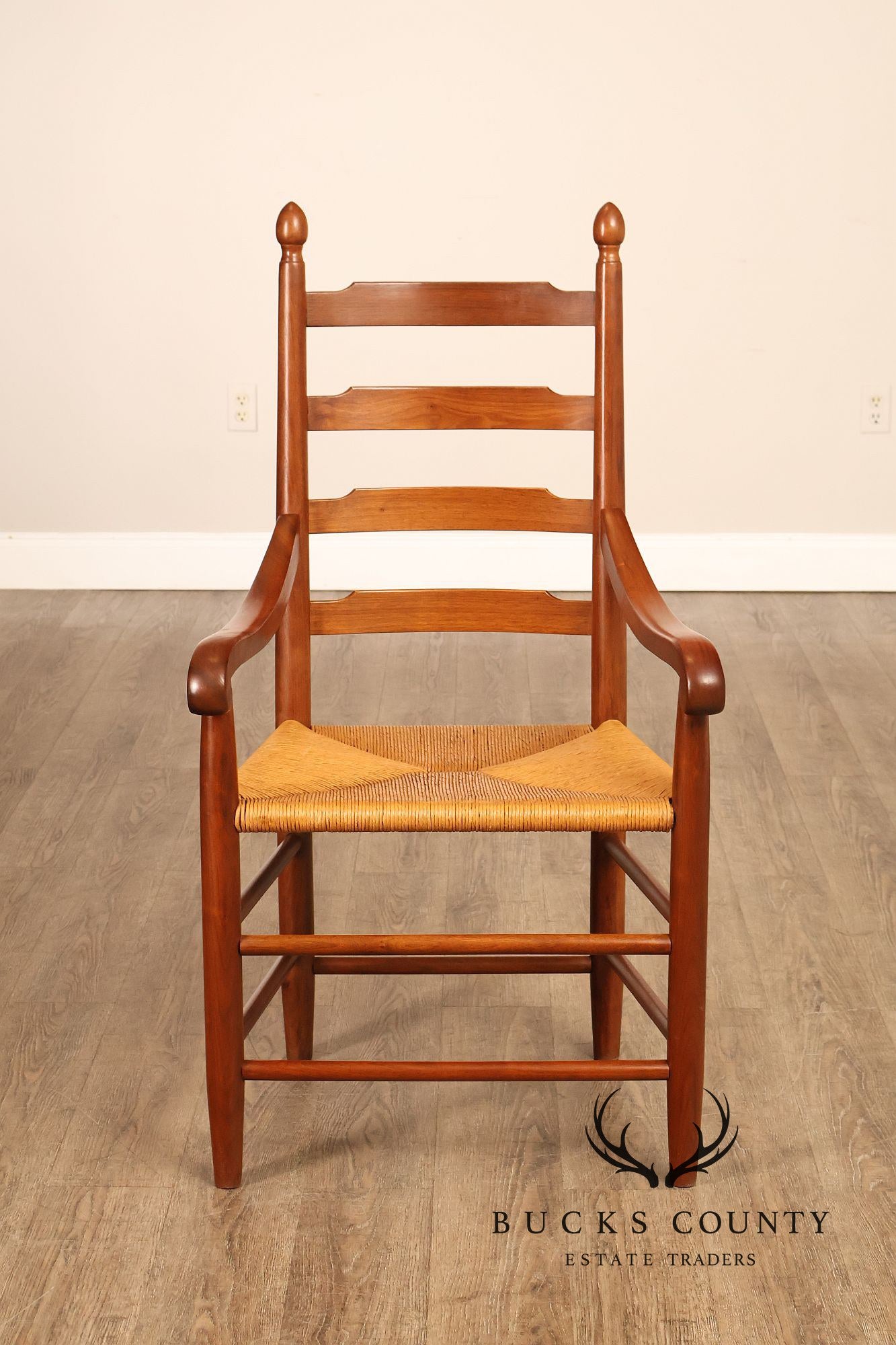 E.A. Clore Custom Walnut Set Of Eight Ladder Back Dining Chairs