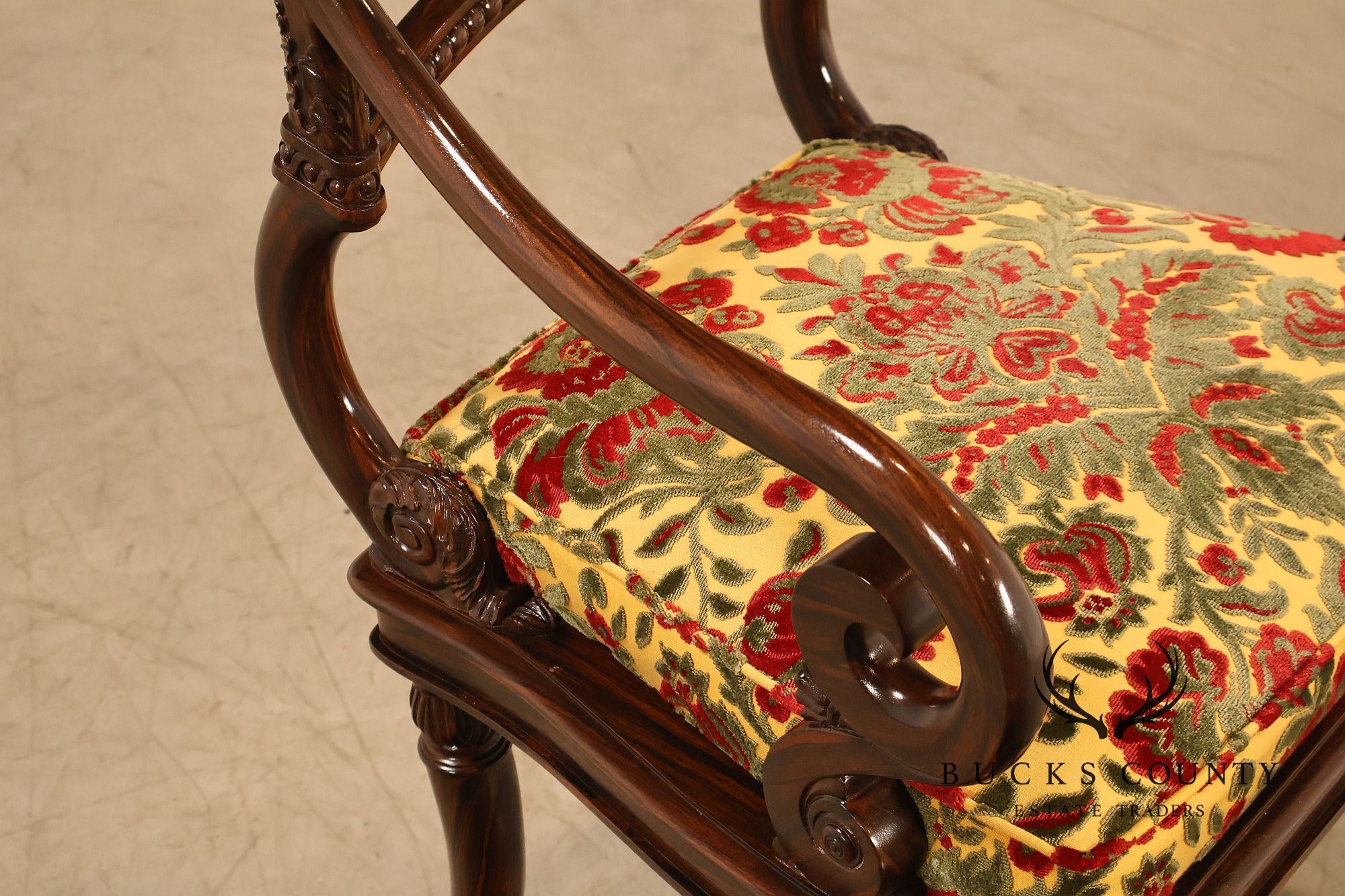 Smith & Watson Pair of Carved Mahogany Armchairs