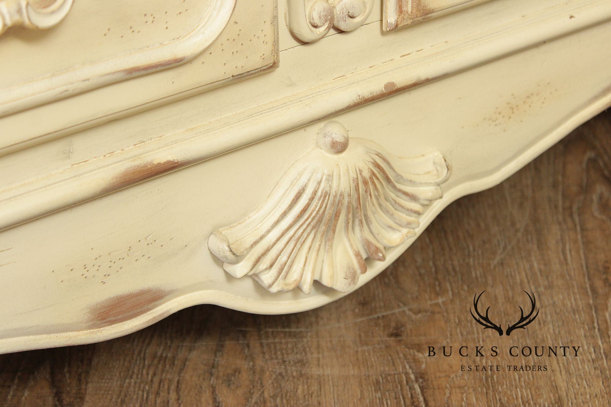 Lane French Provincial Style Distressed Cream Seven Drawer Dresser