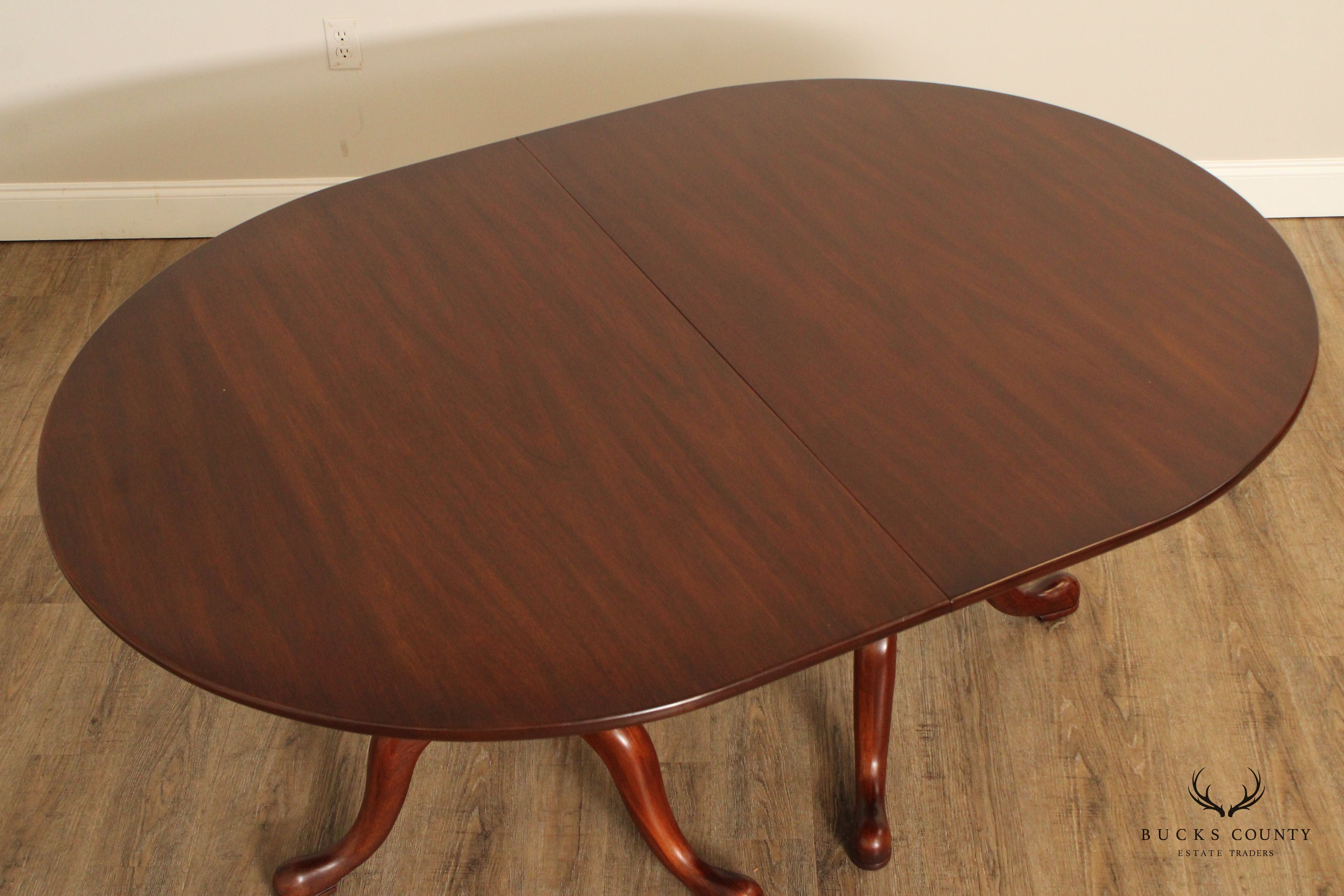 Henkel Harris Georgian Style Vintage Mahogany Double Pedestal Dining Table