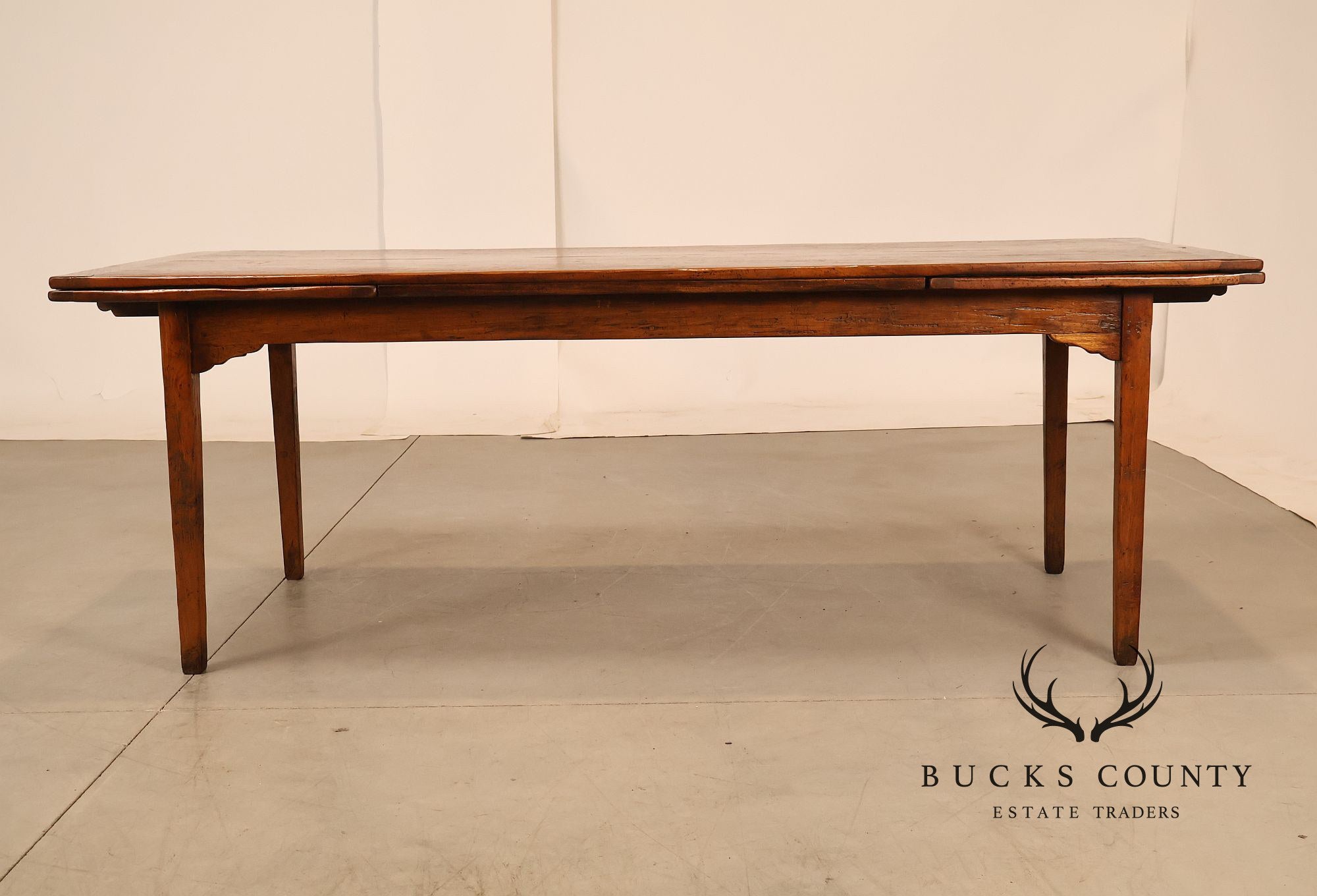 Antique Farmhouse Walnut Draw-Leaf Dining Table