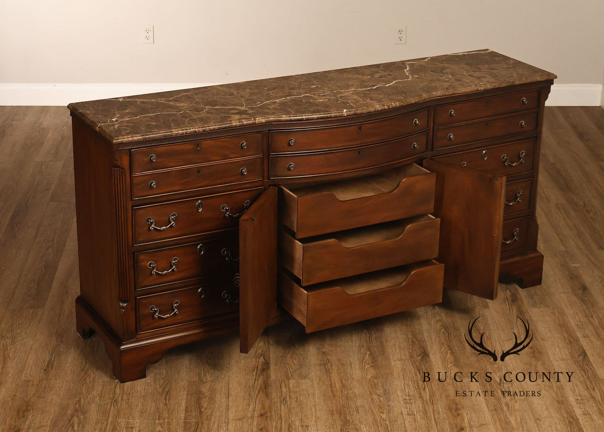 Drexel Heritage 'Covington Park' Marble Top Mahogany Door Chest
