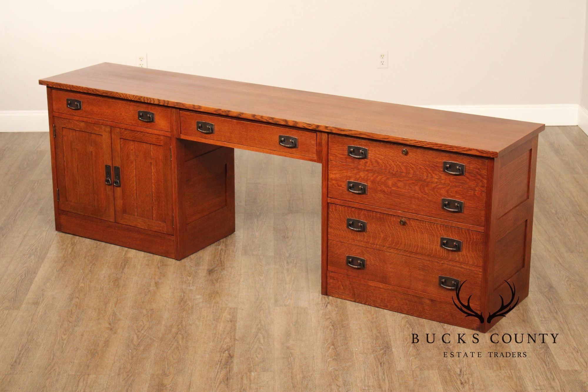 Stickley Mission Collection Oak Long File Desk Credenza
