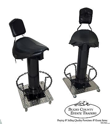 Unusual Pair of Custom Motorcycle Seat Bar Stools