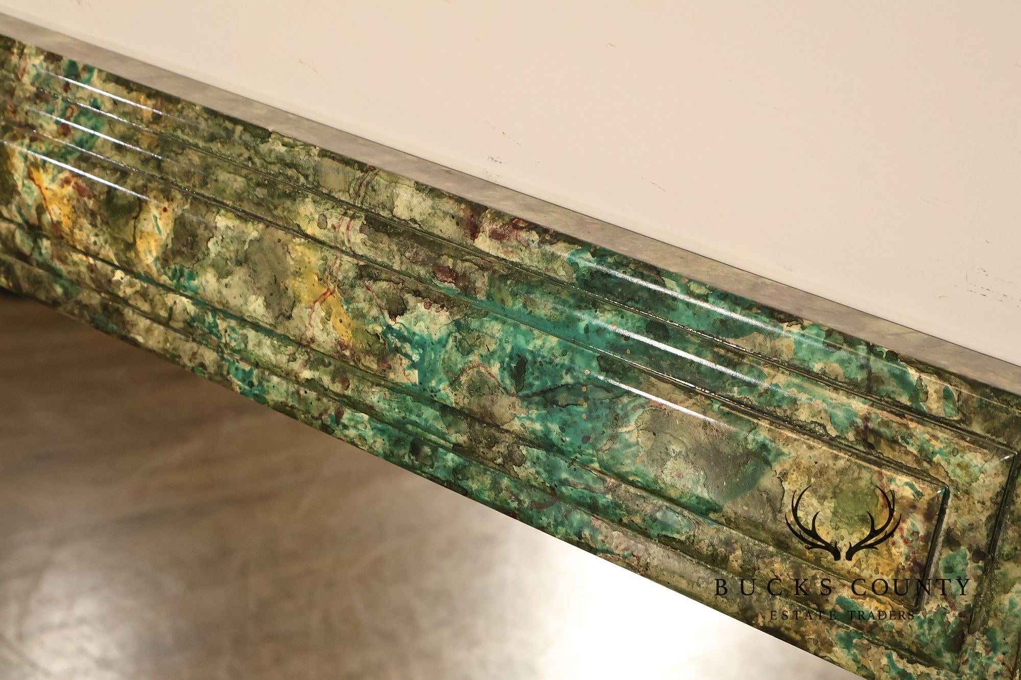 Faux Marble Geometric Framed Wall Mirror 47' x 36"