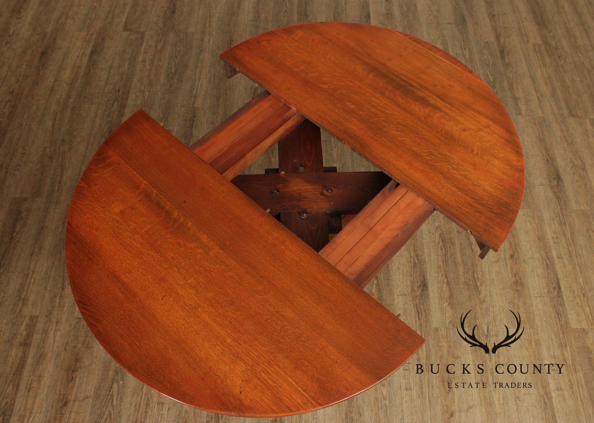 Antique L. & J.G. Stickley Mission Oak Round Dining Table