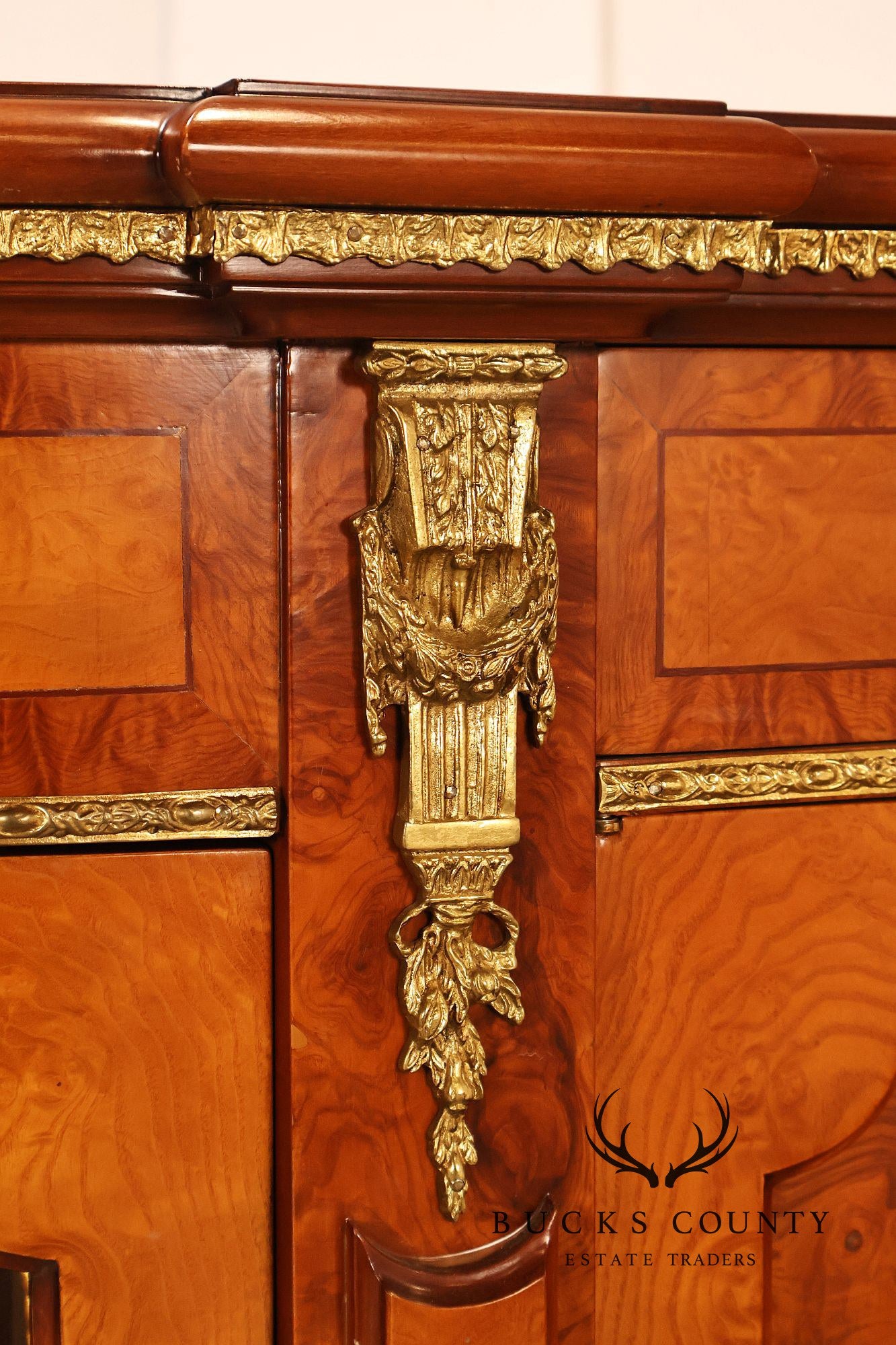Italian Neoclassical Style Burl Wood Sideboard Credenza