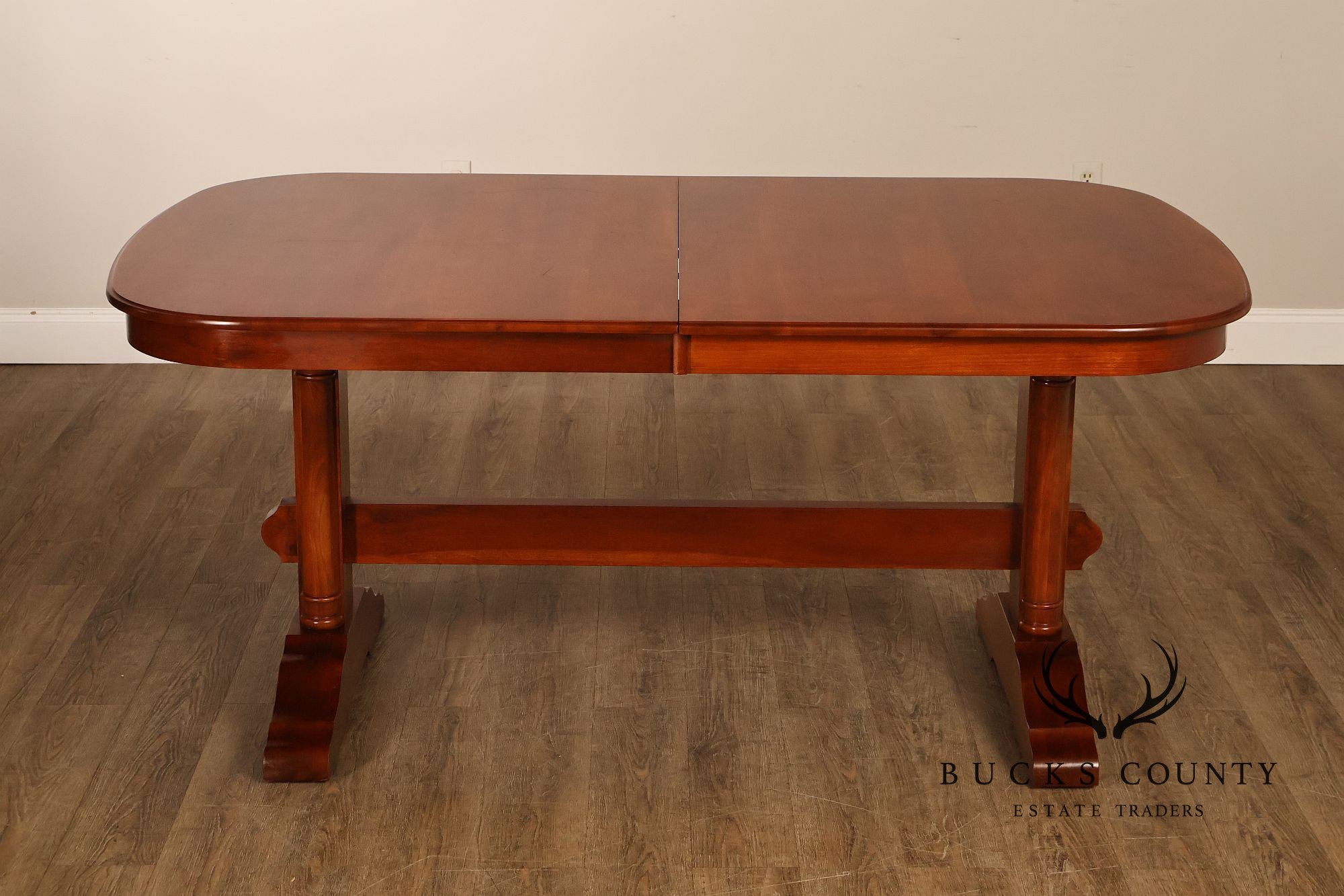 Richardson Brothers Solid Cherry Trestle Dining Table With Four Leaves