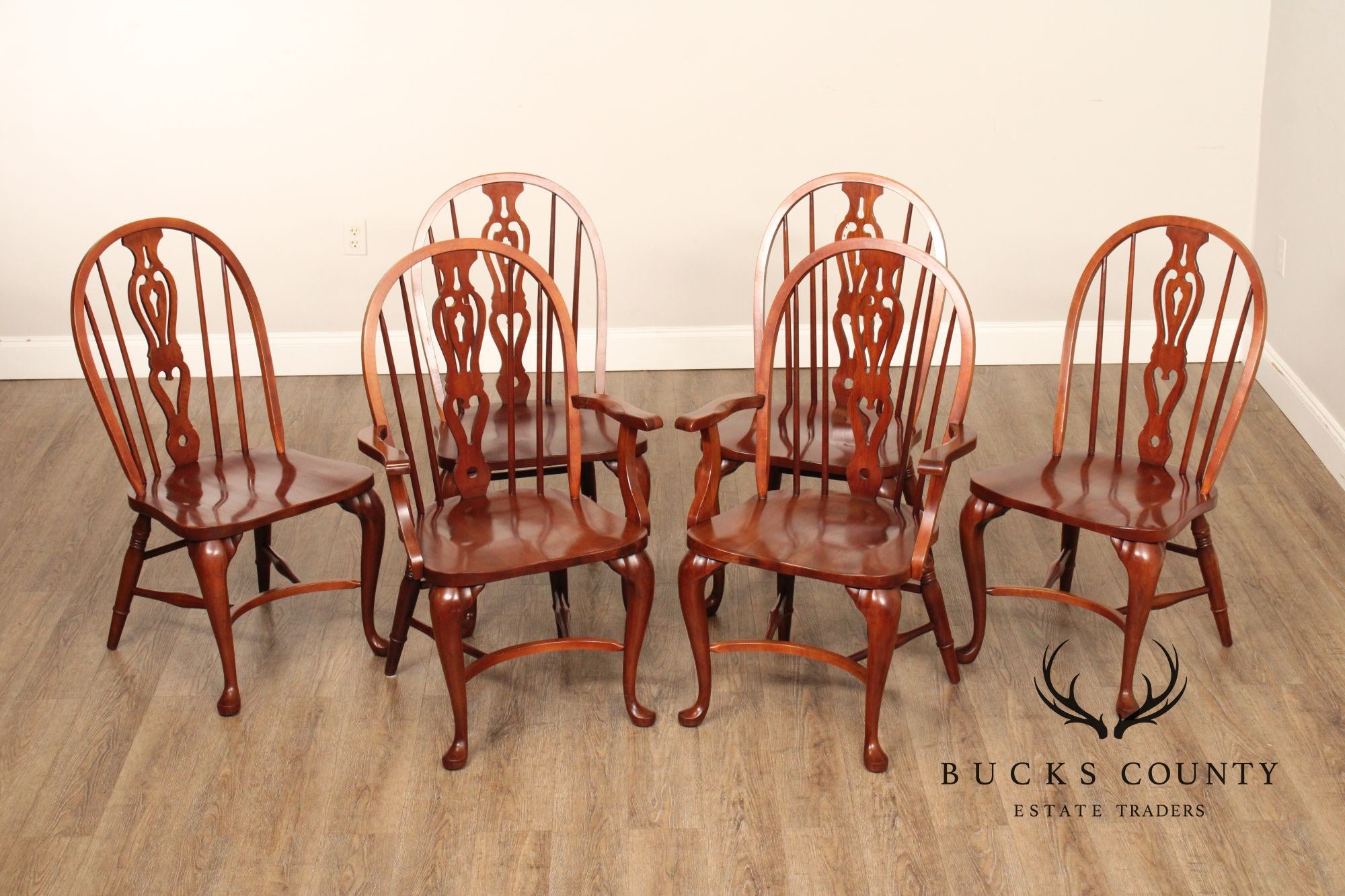 Pennsylvania House Set of Six Cherry Windsor Dining Chairs