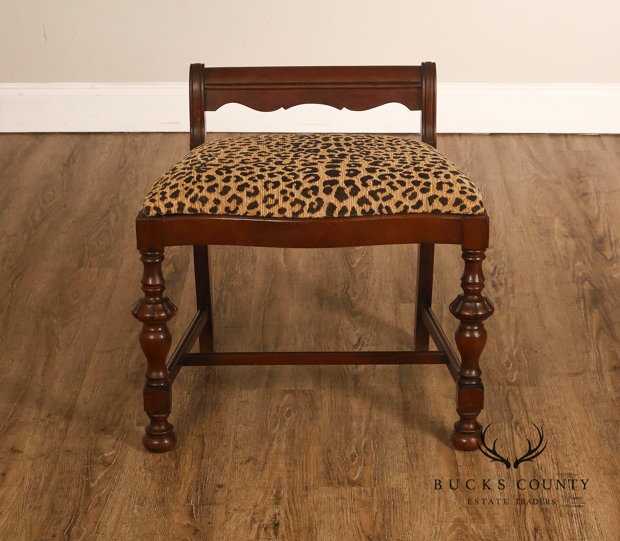 1930's Vintage Walnut Vanity Bench