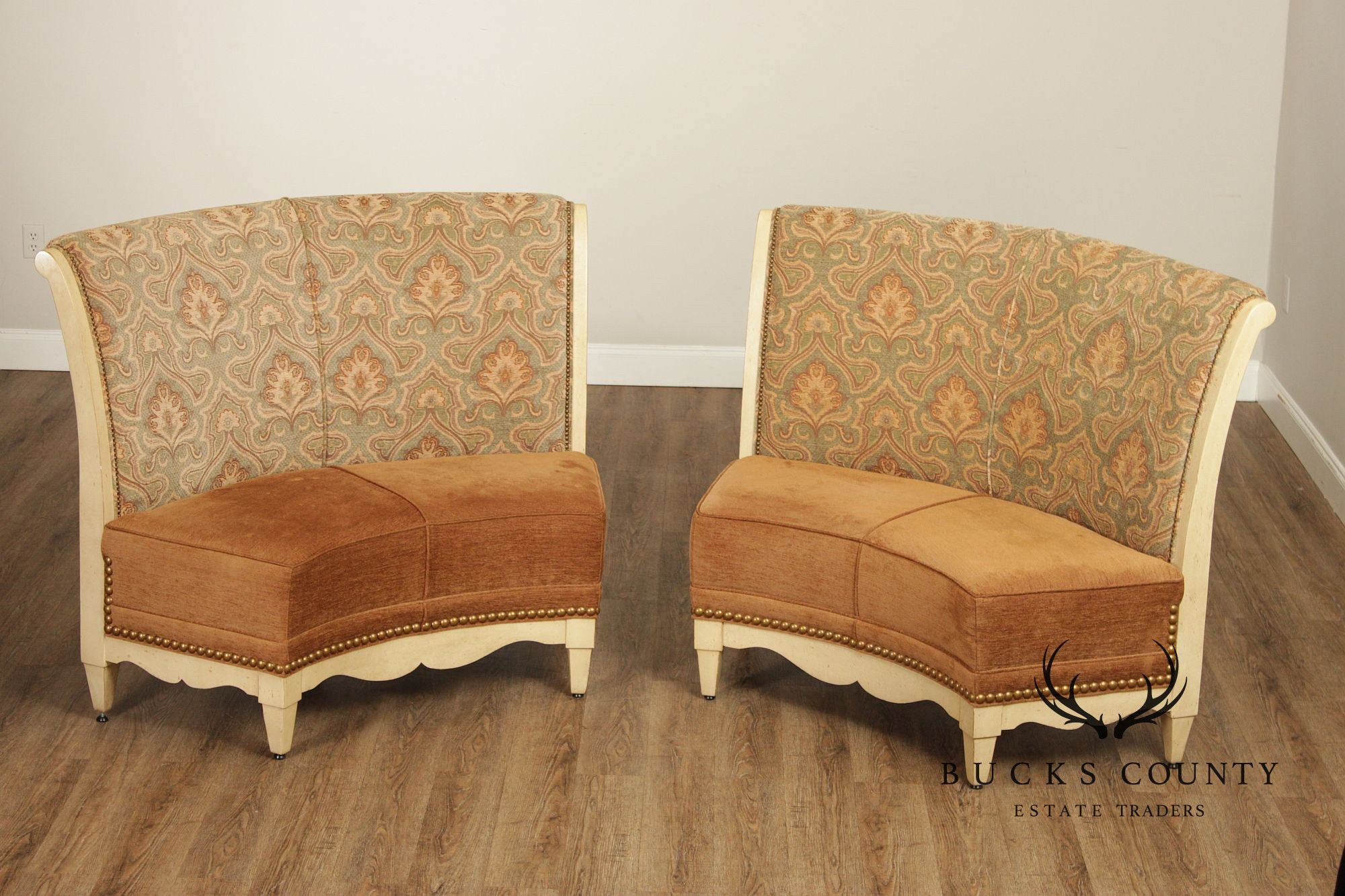 Swaim French Country Style Pair of Curved Banquette Benches