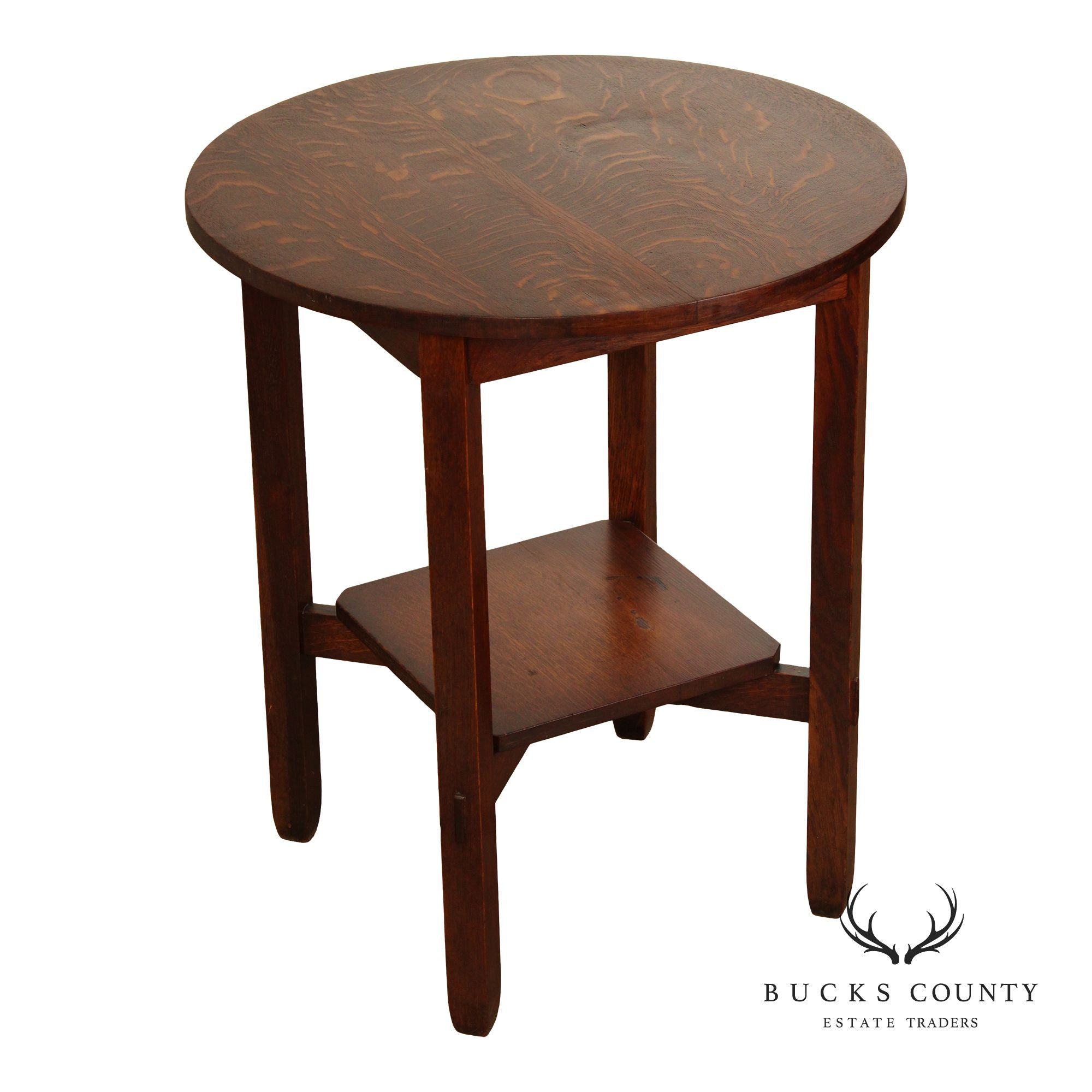 Stickley Brothers Antique Mission Oak Round Lamp Table