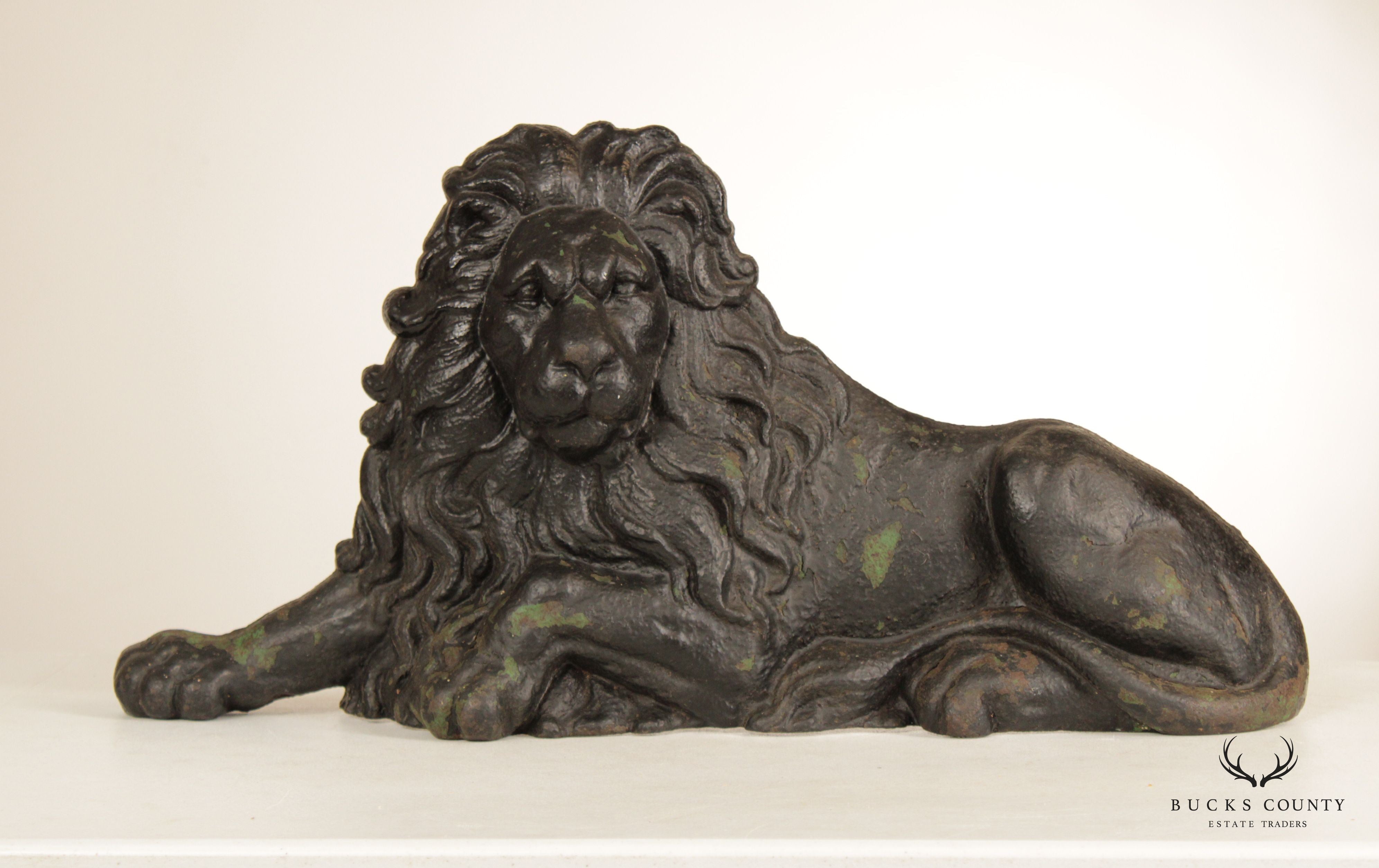 Antique Cast Iron Crouching Lion Doorstop