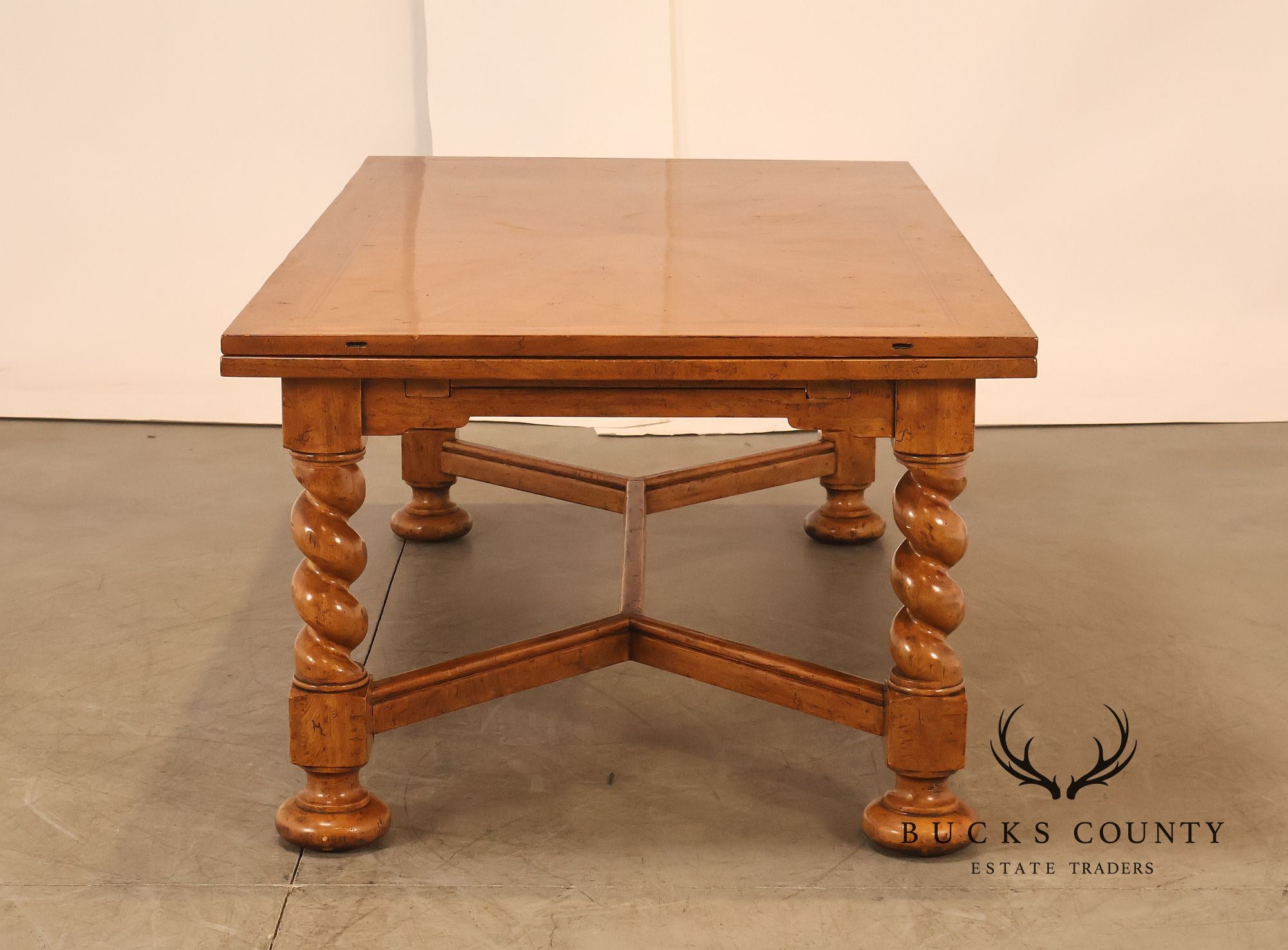 French Louis XIII Style Draw-Leaf Trestle Dining Table
