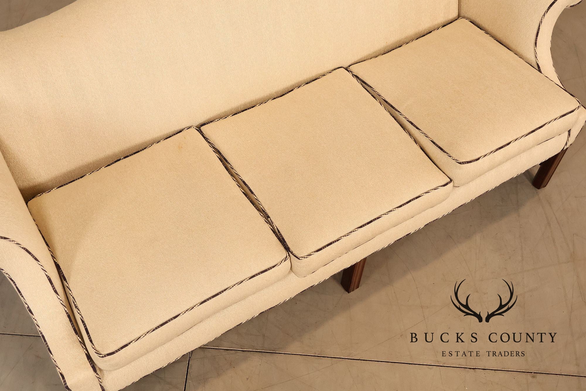 Ethan Allen Vintage Chippendale Style Upholstered Sofa