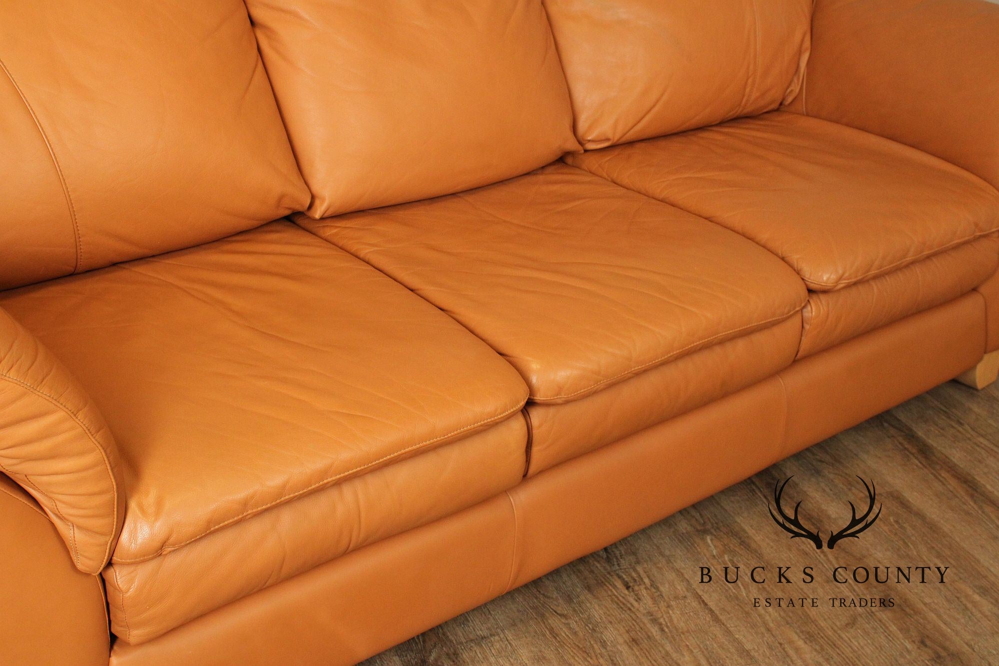 Post Modern Three Seat Italian Leather 'Sonora' Sofa