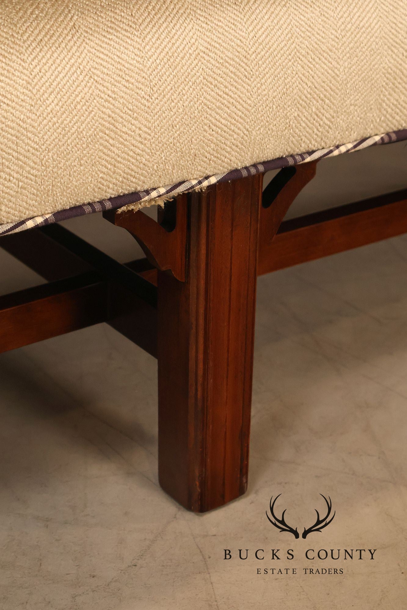 Ethan Allen Vintage Chippendale Style Upholstered Sofa