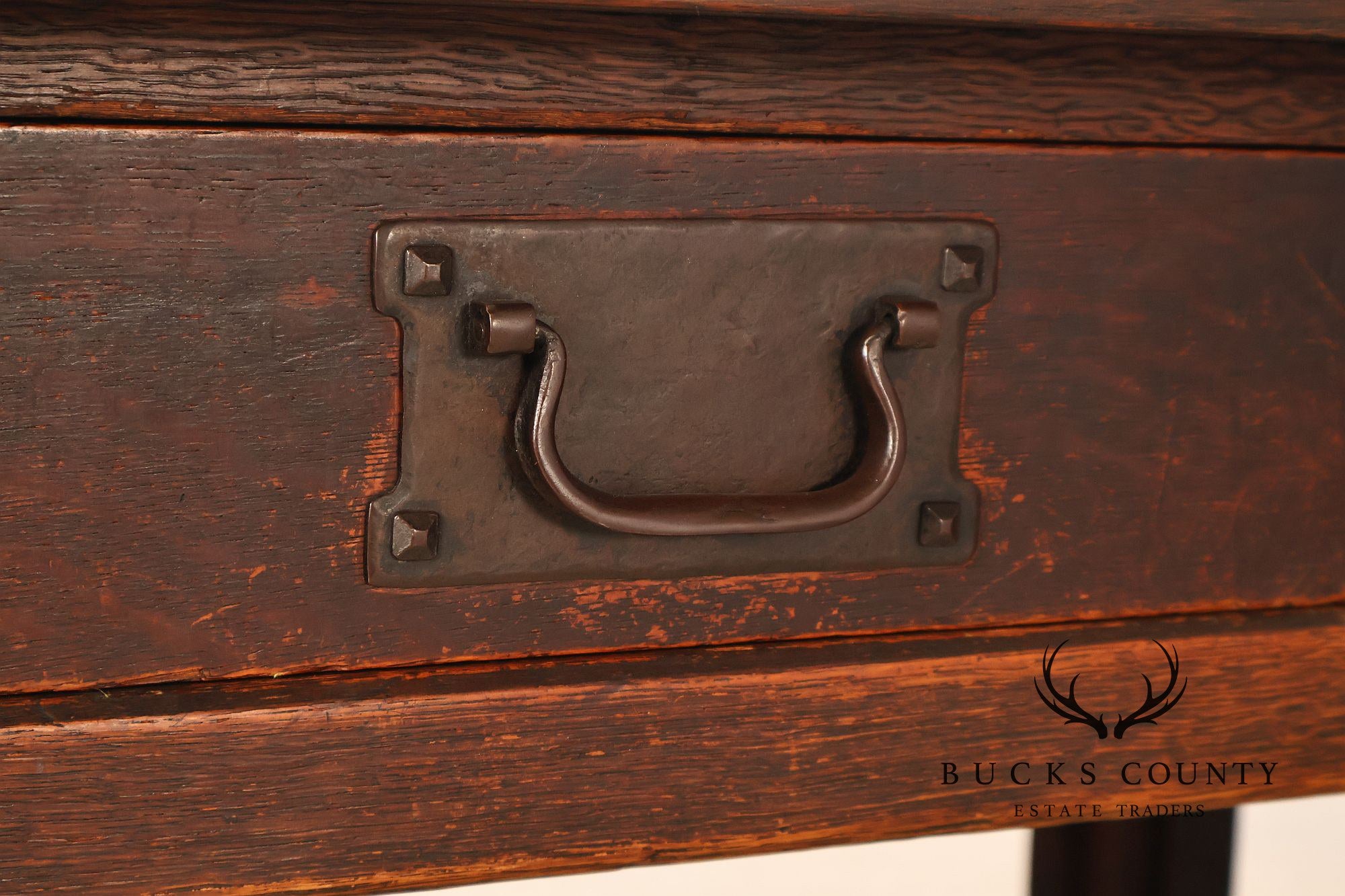 Early Gustav Stickley No. 460 Oak Library Table With Rare  Hardware