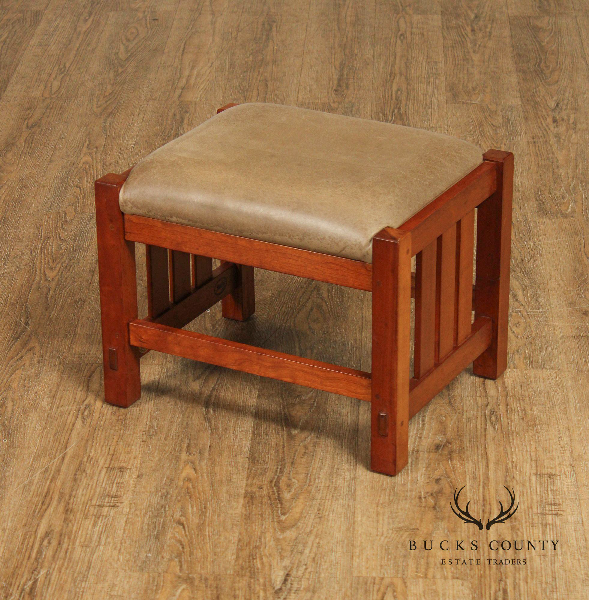 Stickley Mission Collection Cherry and Leather Footstool