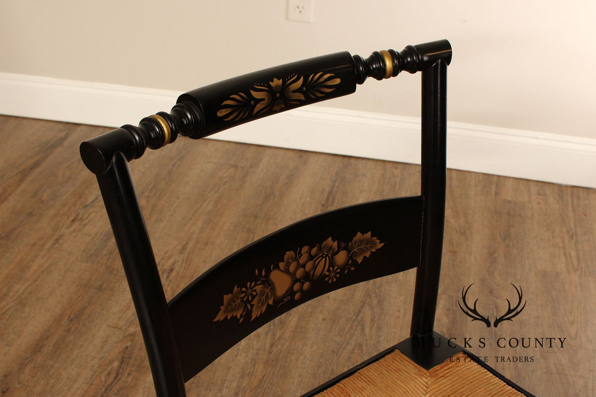 Early American Style Ebonized Rush Seat Side Chair
