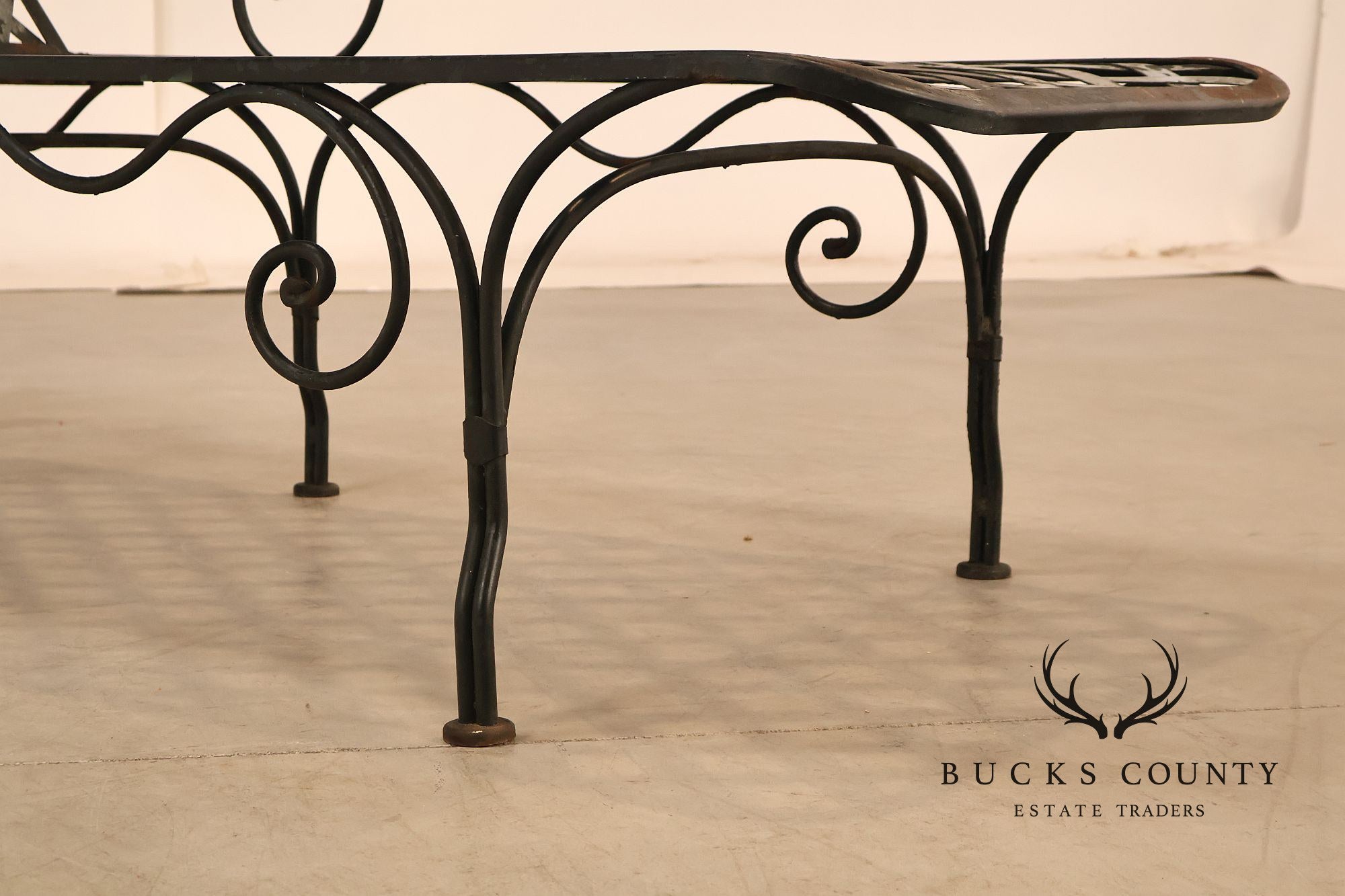 Vintage Wrought Iron Outdoor Patio Adjustable Chaise Lounge