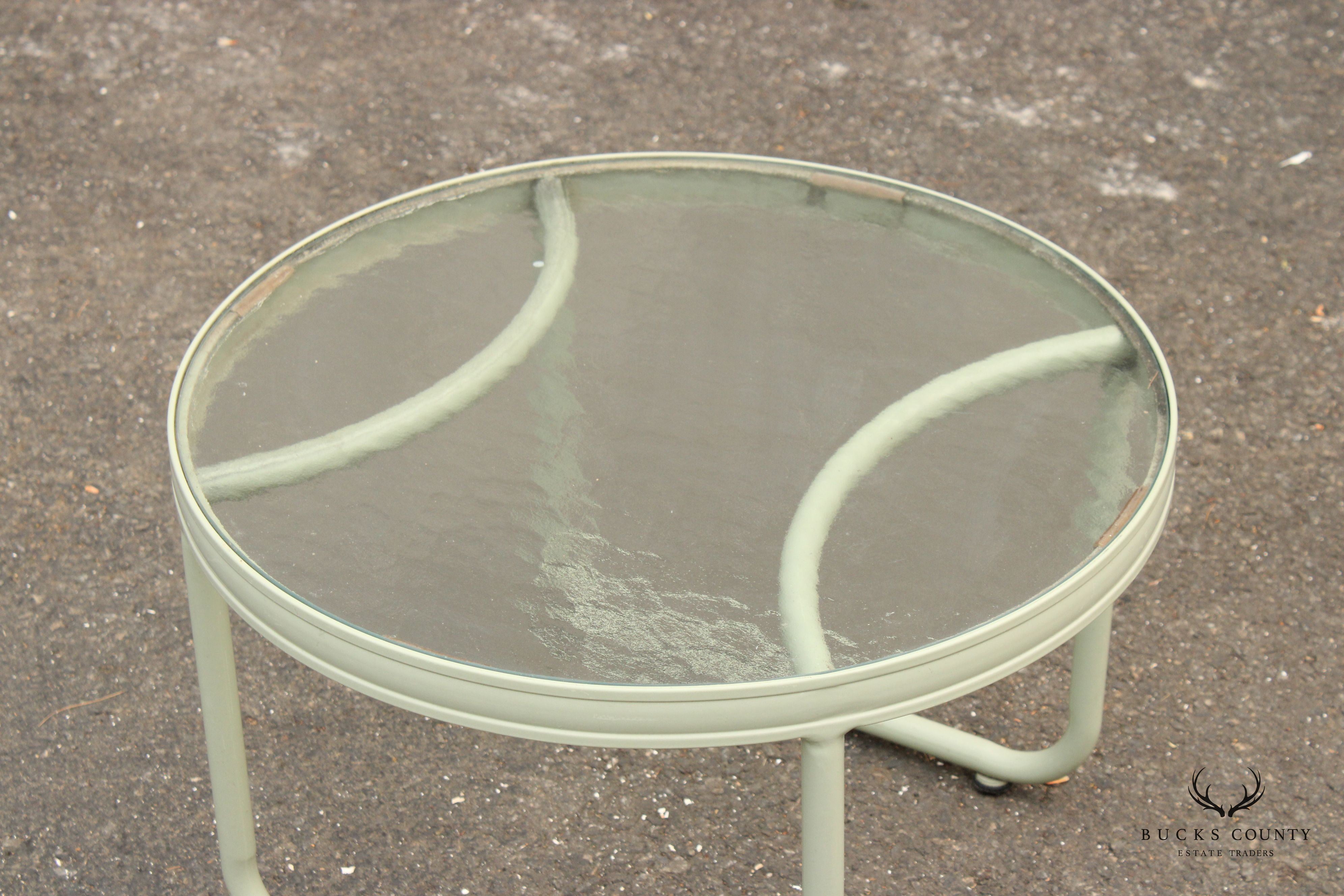 Modern Round Glass Top Outdoor Patio Accent Table