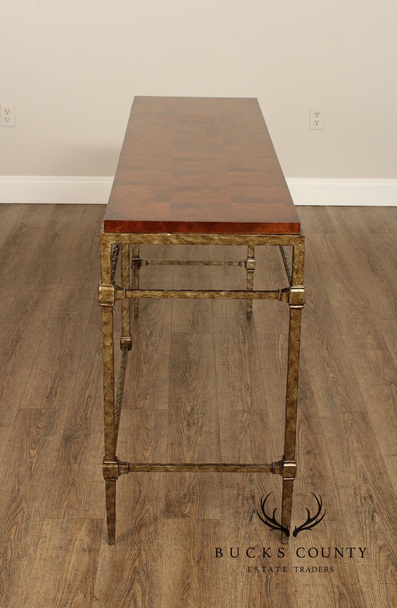 Harden Modern Iron and Burl Wood Console Table