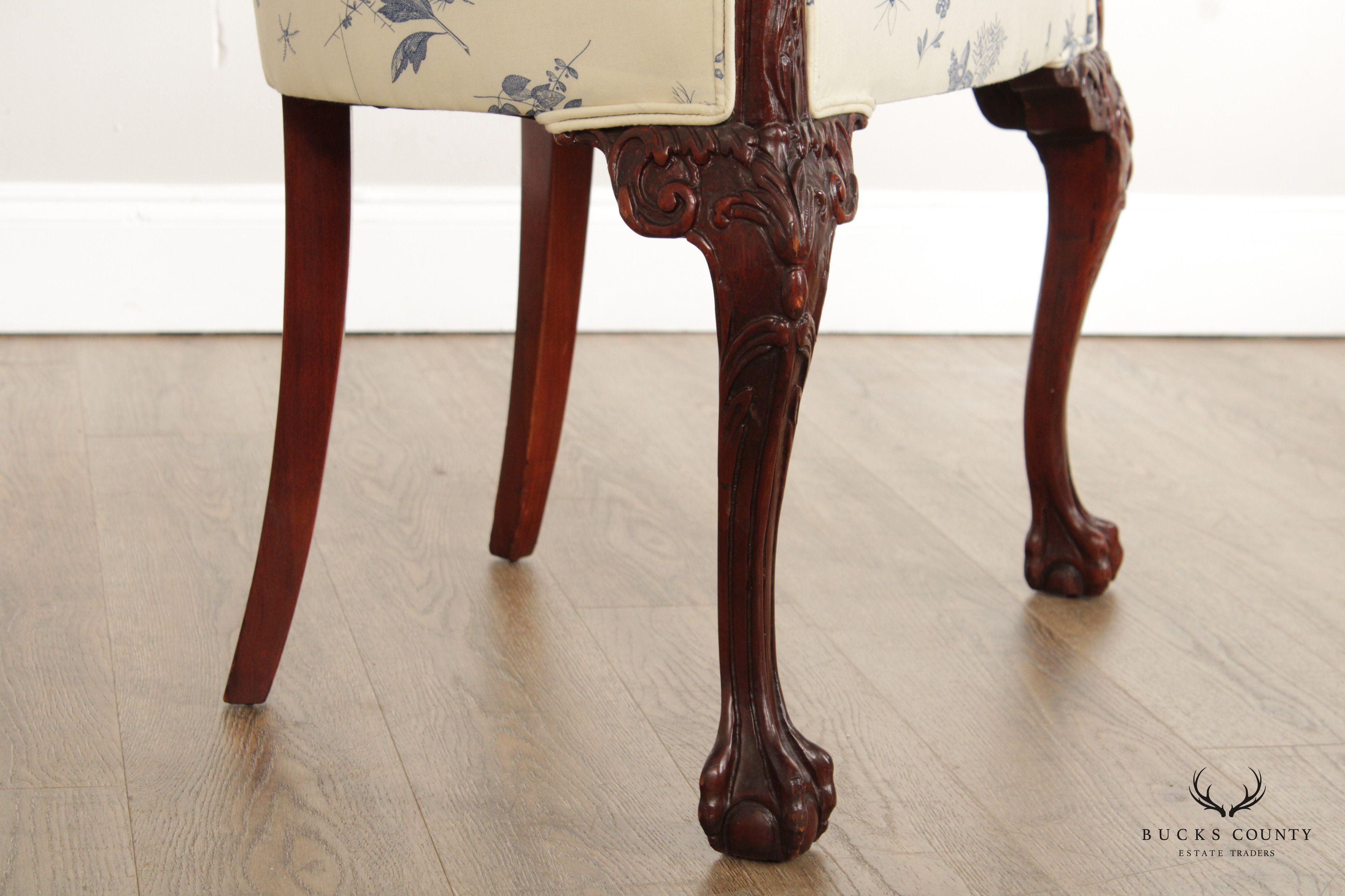 Georgian Style Carved Mahogany Vanity Bench