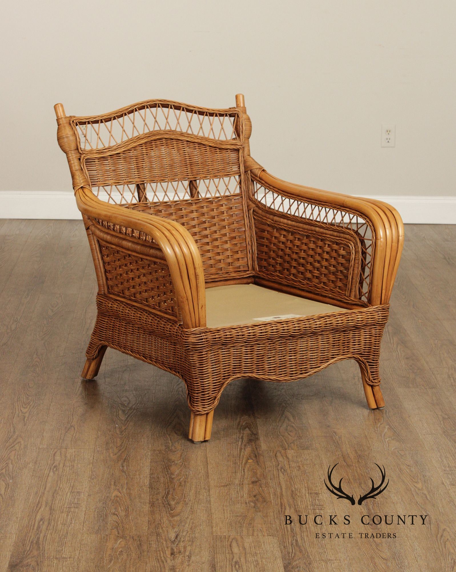 Braxton Culler Rattan and Wicker Lounge Chair and Ottoman