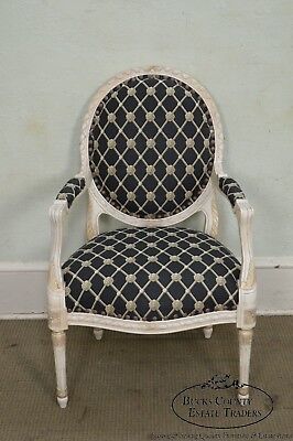 Councill French Louis XVI Style Paint Frame Fauteuil Arm Chair