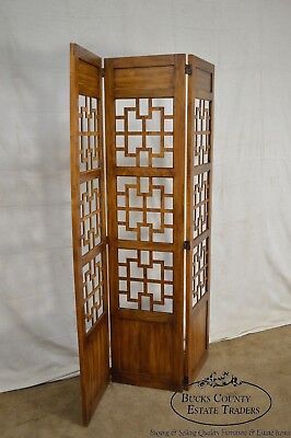 Mid Century Vintage Asian Style 3 Panel Room Divider Folding Screen