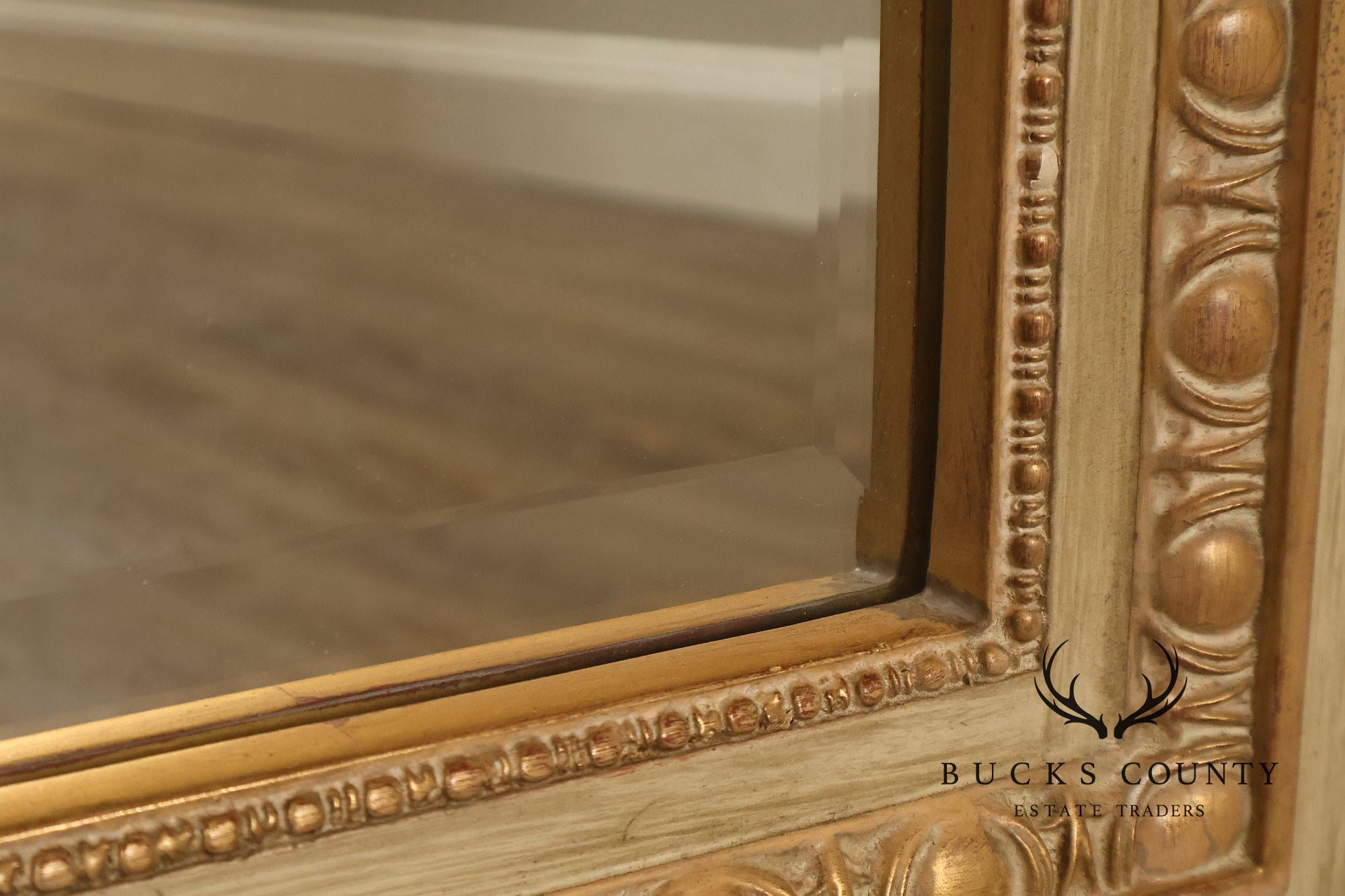 French Neoclassical Style Distress Painted Trumeau Mirror
