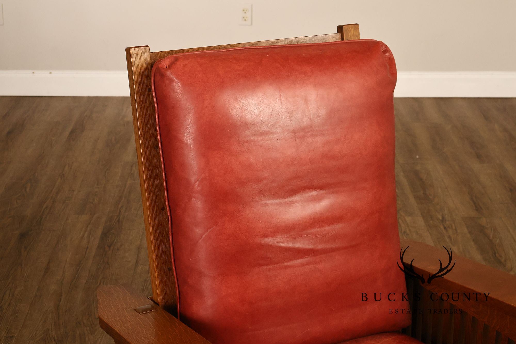 Stickley Mission Collection Pair Of Oak And Leather Morris Chairs