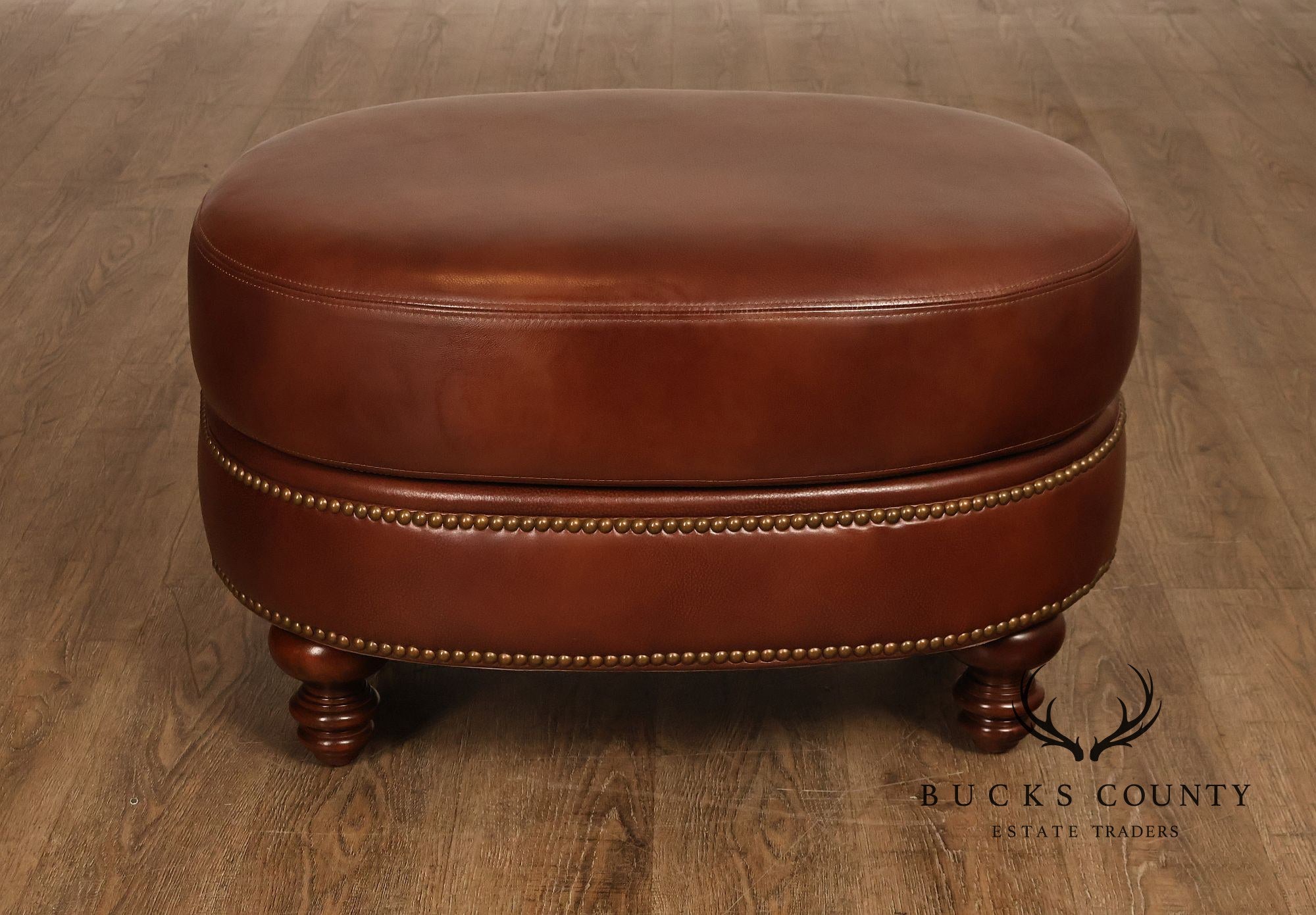 Bradington Young Traditional Style Leather Ottoman