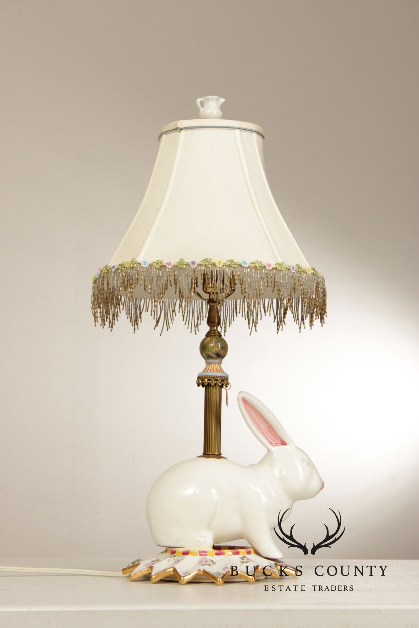 Makenzie Childs Porcelain Bunny Lamp