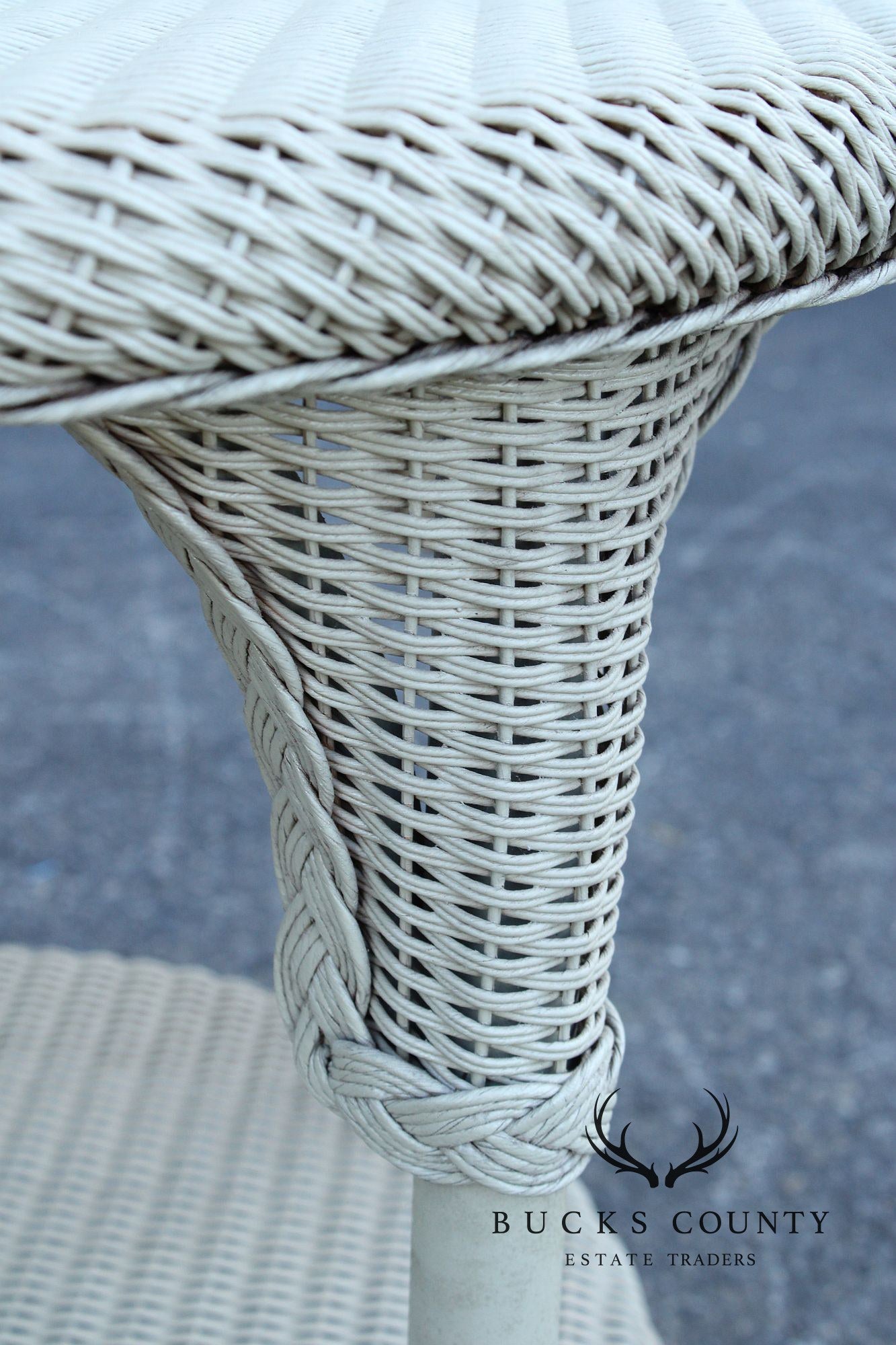 Lloyd Flanders Glass Top Wicker Patio Side Table