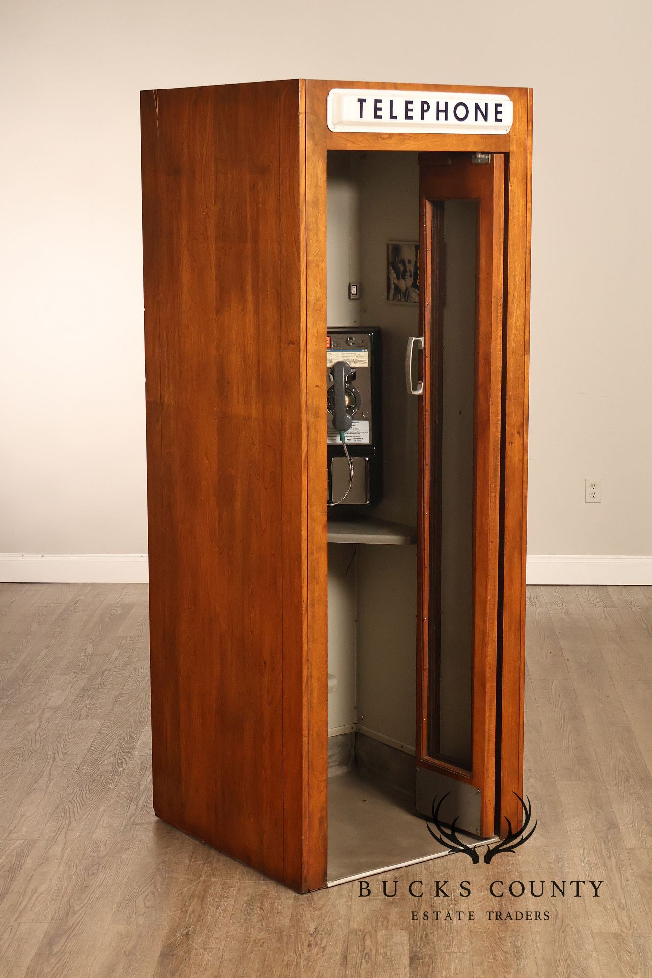 Pacific Bell Wooden Telephone Booth With Coin Operated Payphone