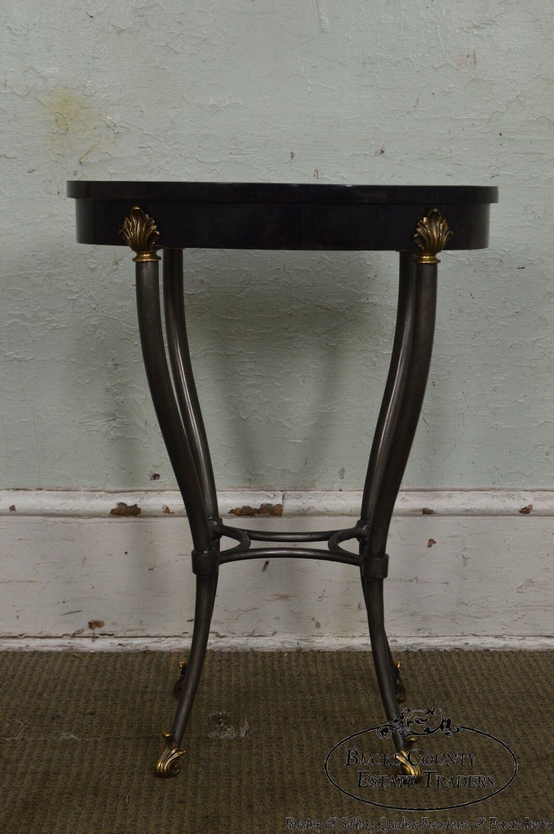 Ethan Allen Regency Style Faux Tessellated Horn Oval Side Table