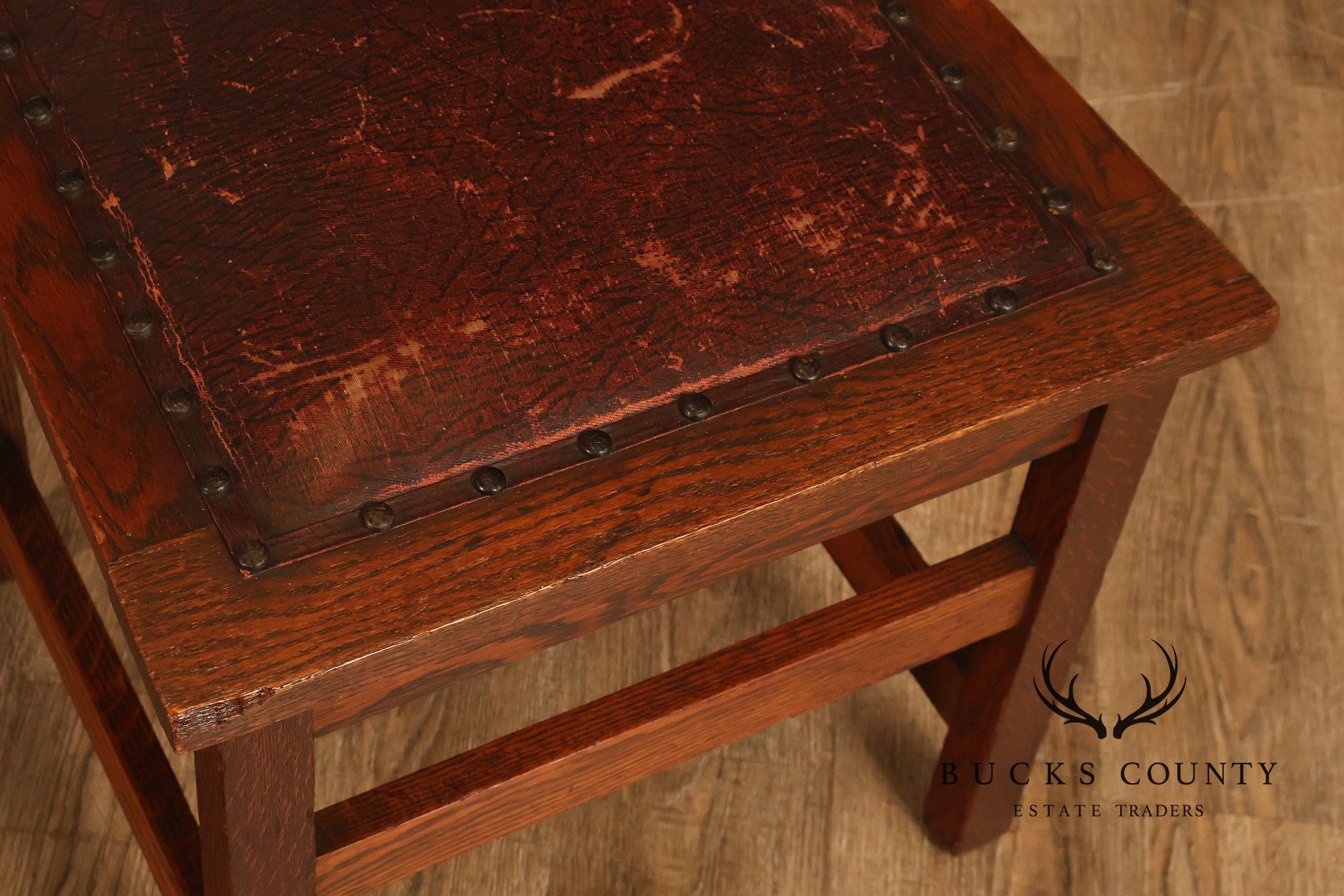 Antique American Arts & Crafts Mission Set Of 3 Oak Side Chairs