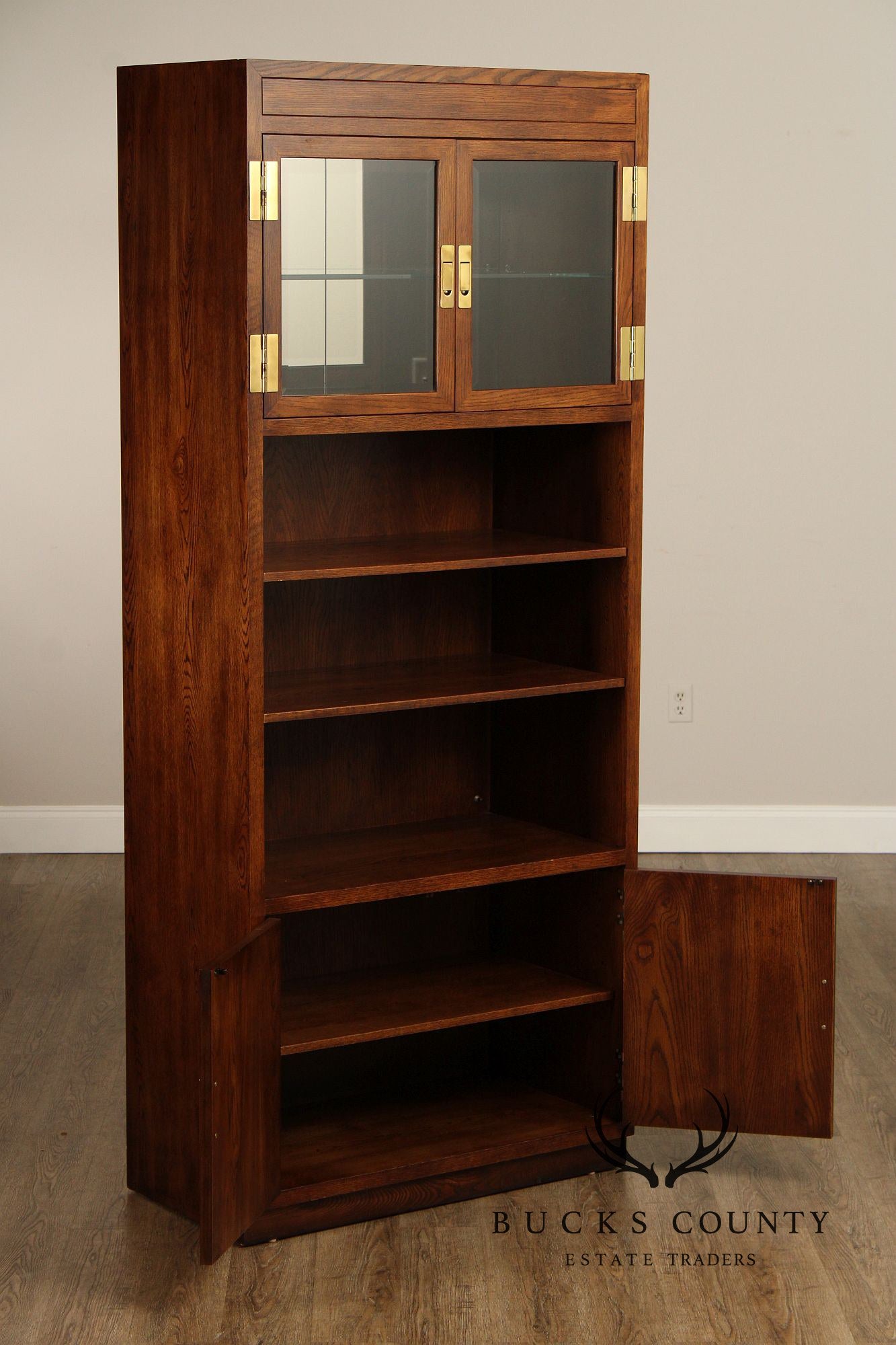 Henredon 'Scene One' Campaign Style Oak Bookcase