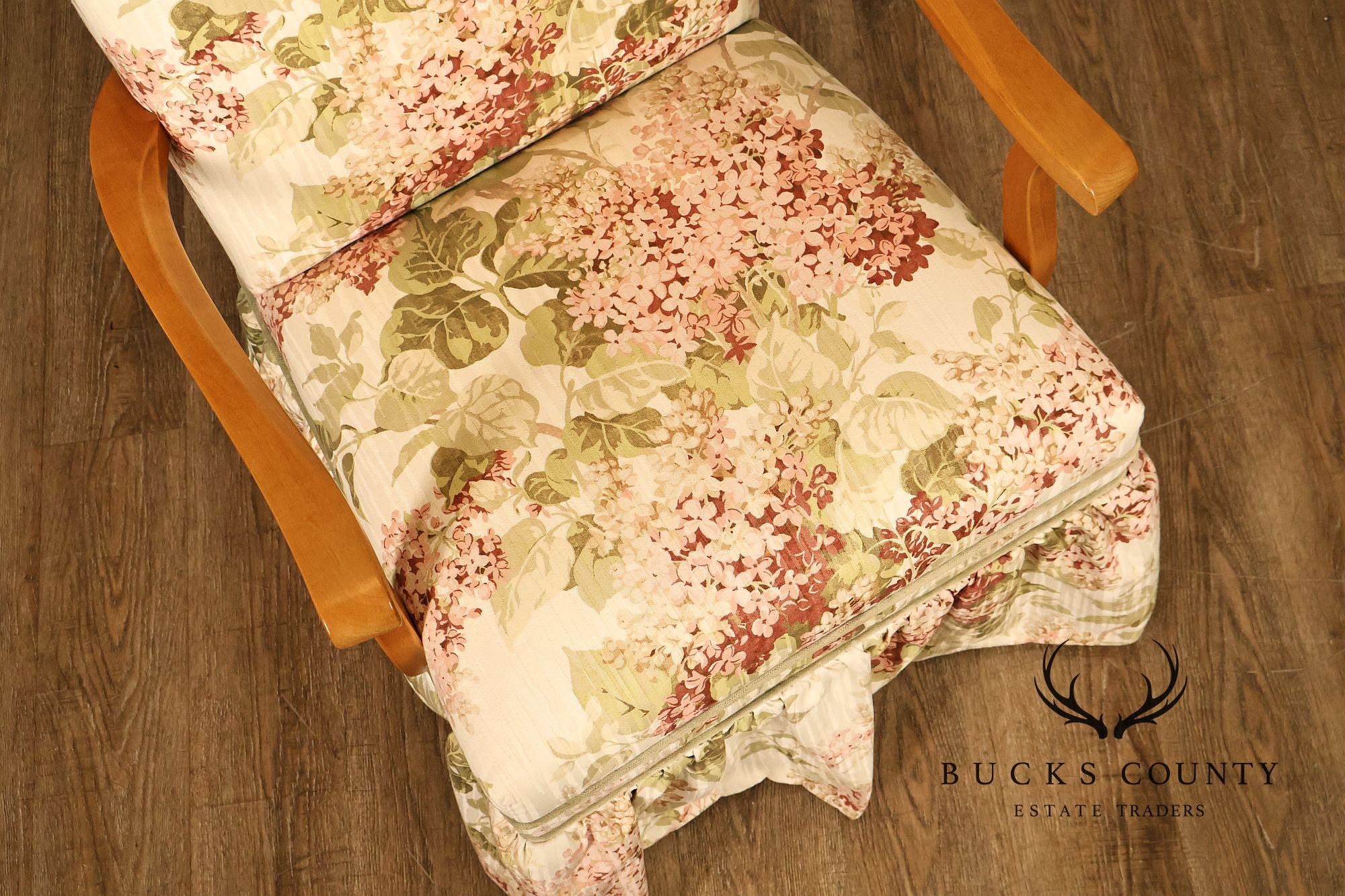 Ethan Allen Pair Of Floral Upholstered Skirted Armchairs