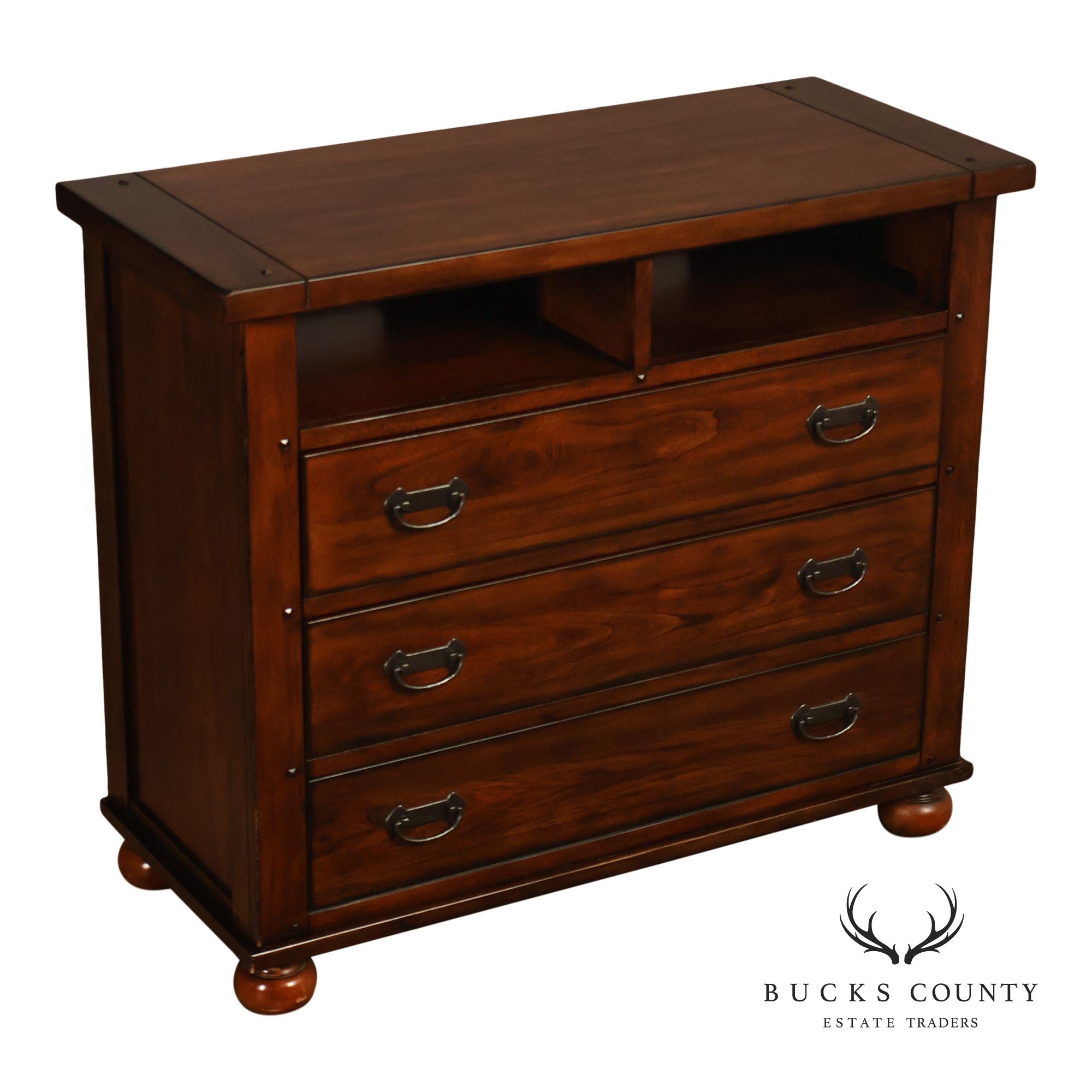 Mission Style Media Chest With Open Storage