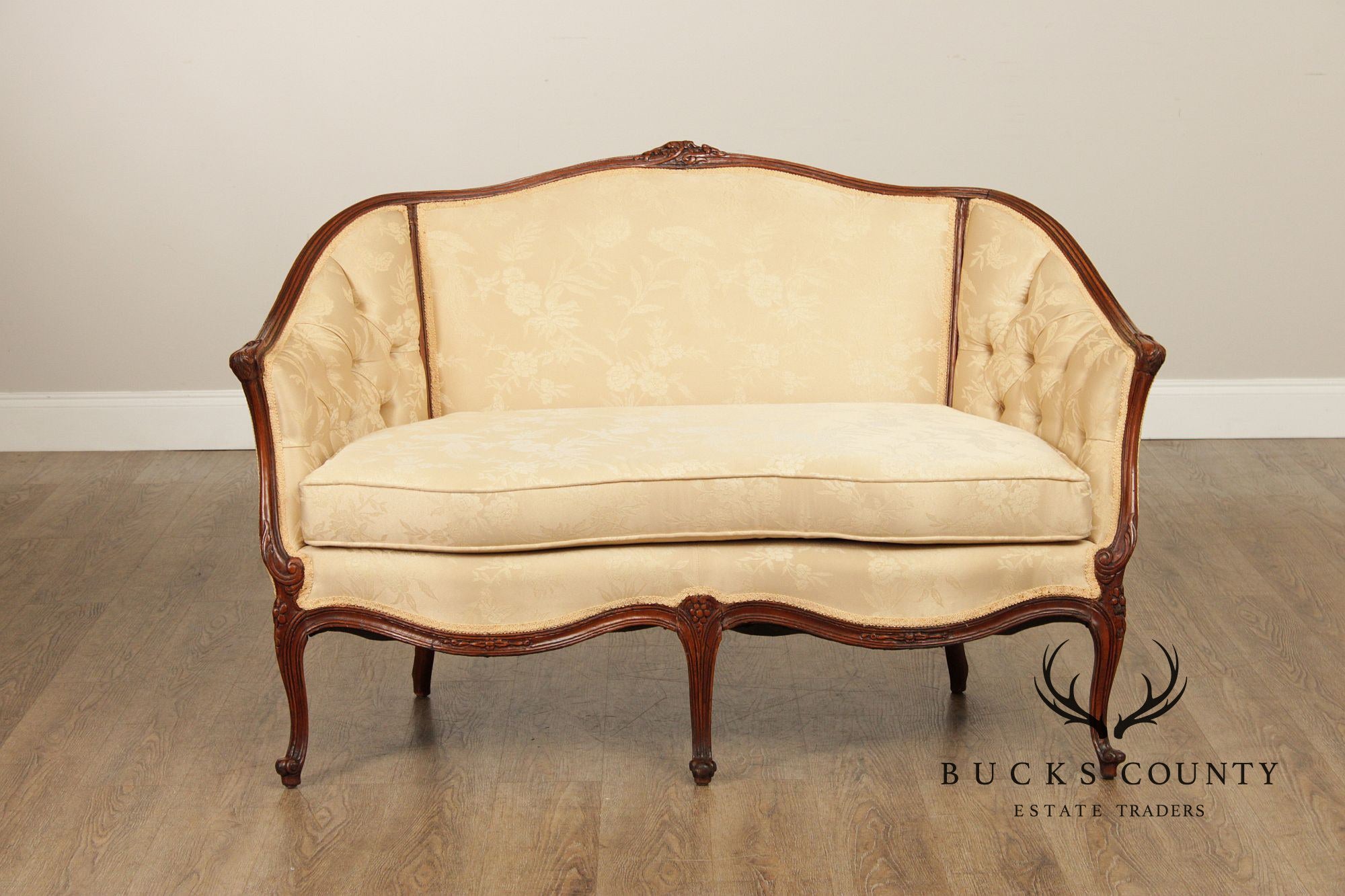 French Louis XV Style Vintage Carved Frame Loveseat