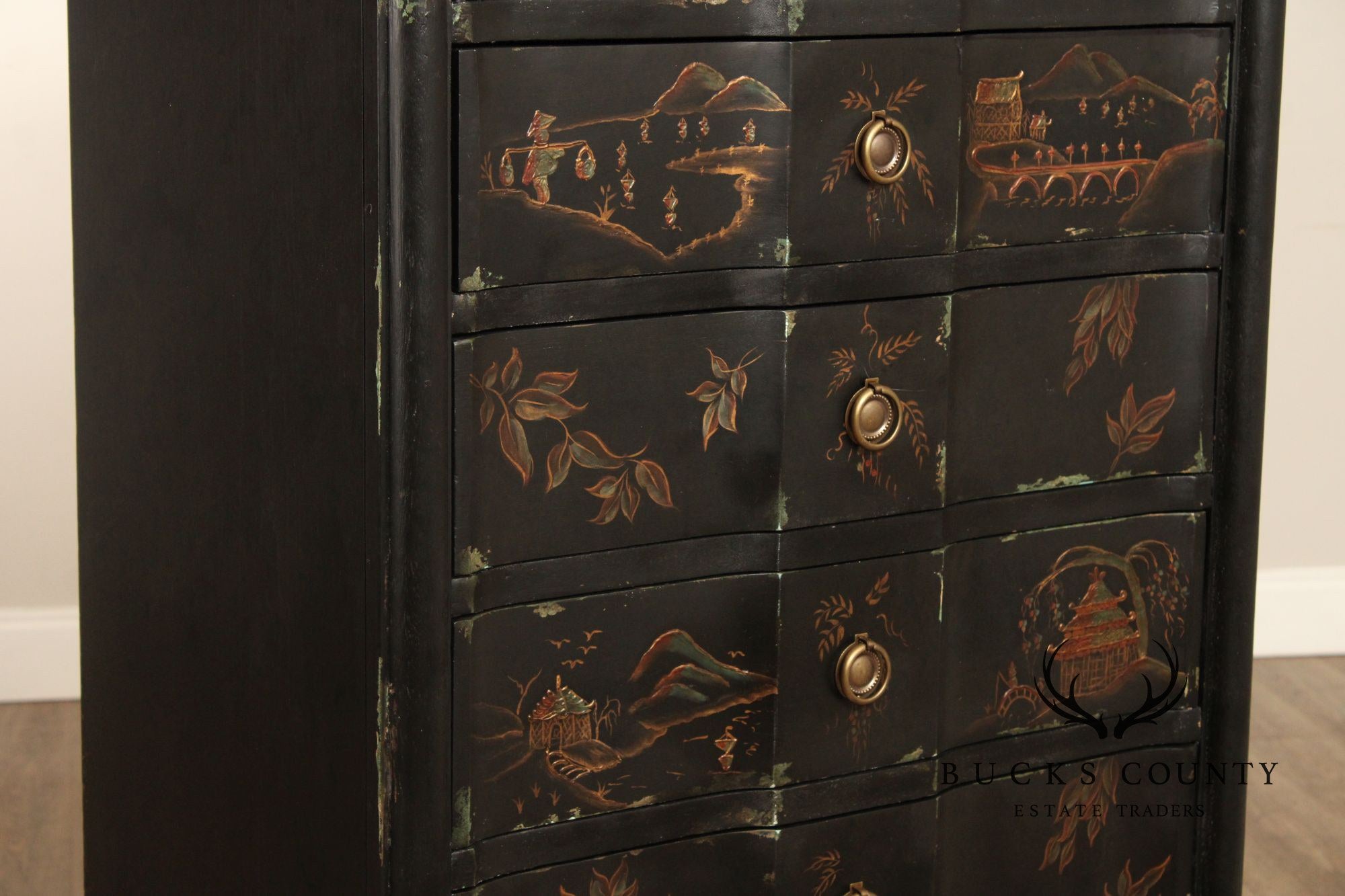 Chinoiserie Paint Decorated Tall Chest